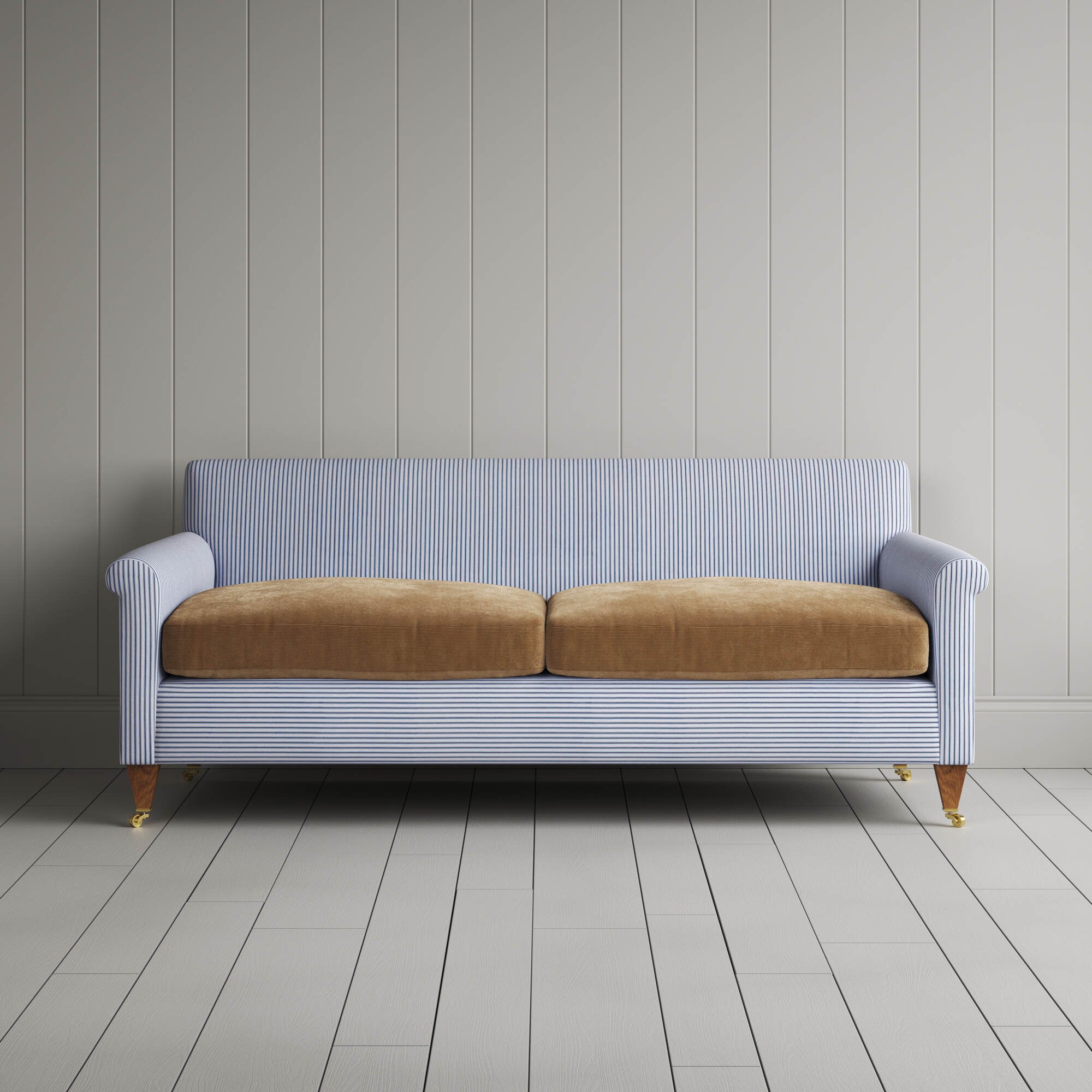 Front view of the Idler 3 seater sofa by Nicola Harding