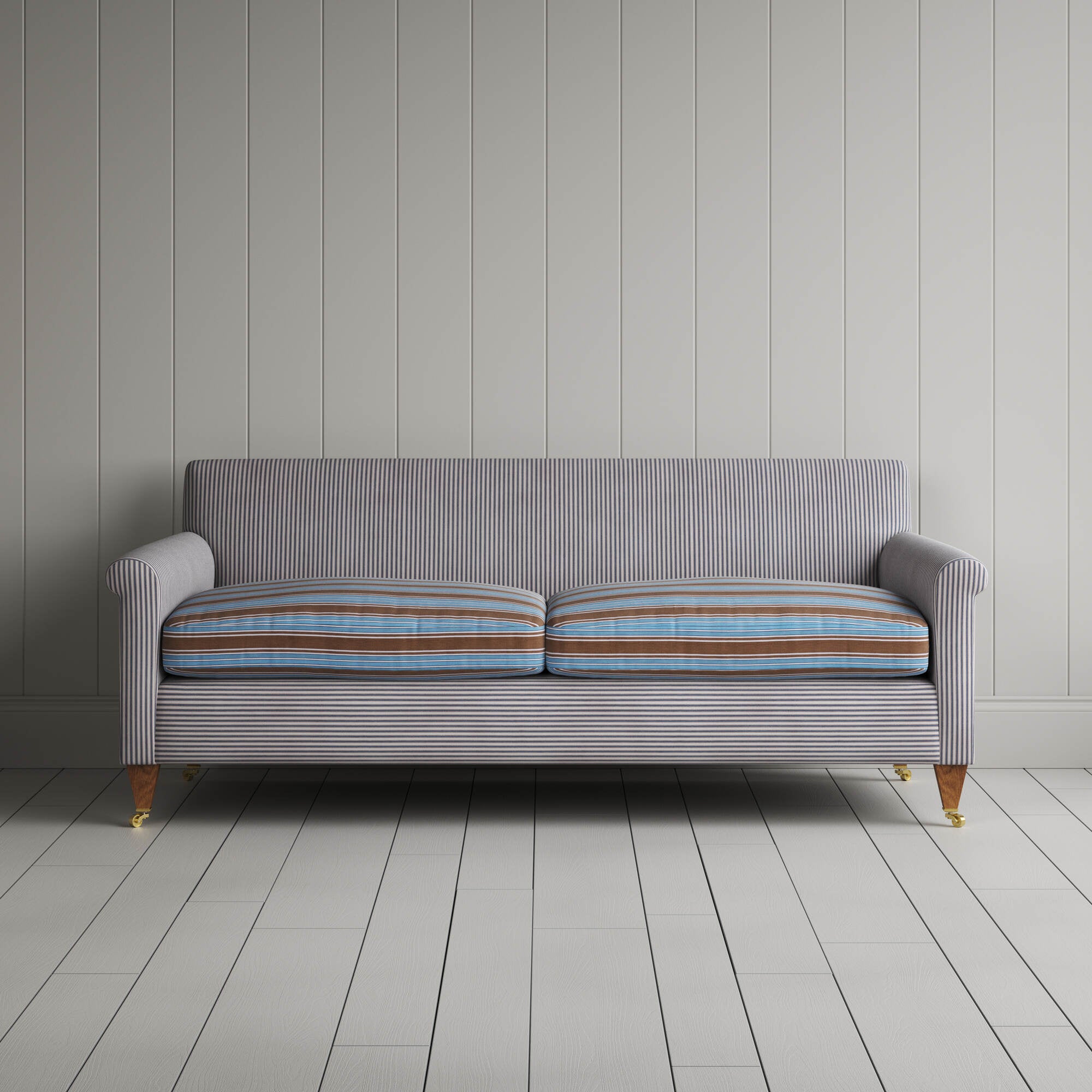 Front view of the Idler 3 seater sofa by Nicola Harding