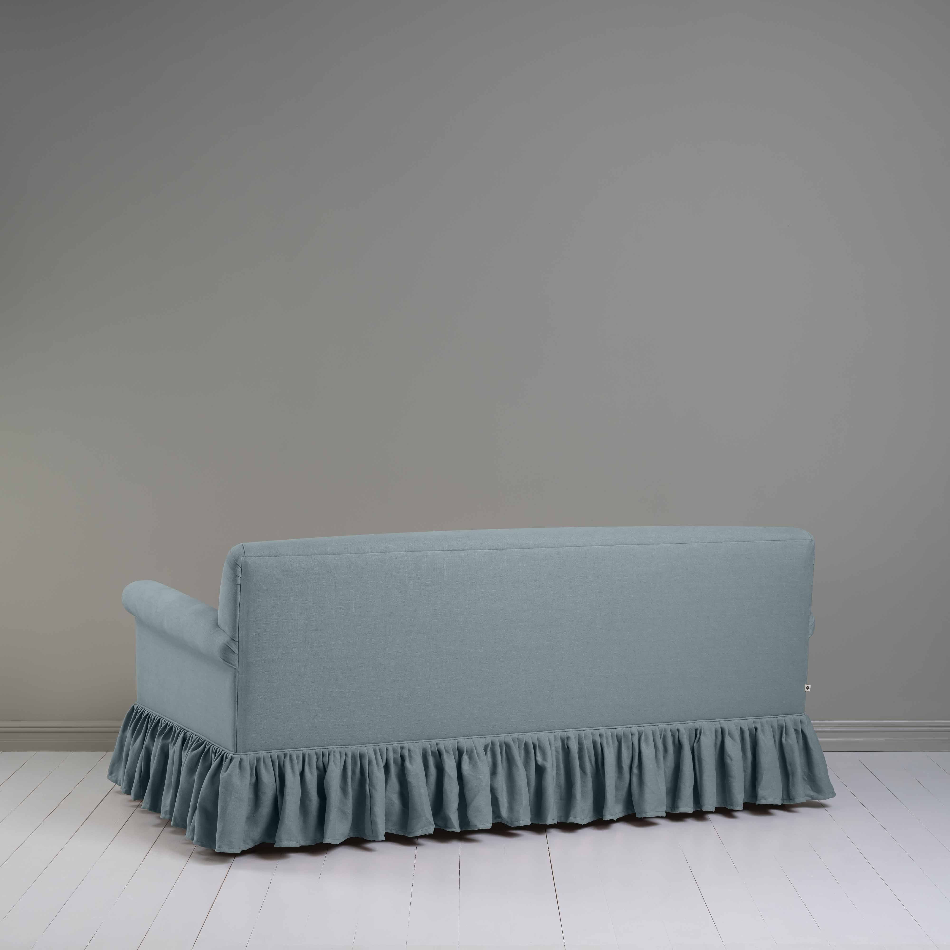 Curtain Call 3 Seater Sofa in Laidback Linen Cerulean, Back View - Nicola Harding