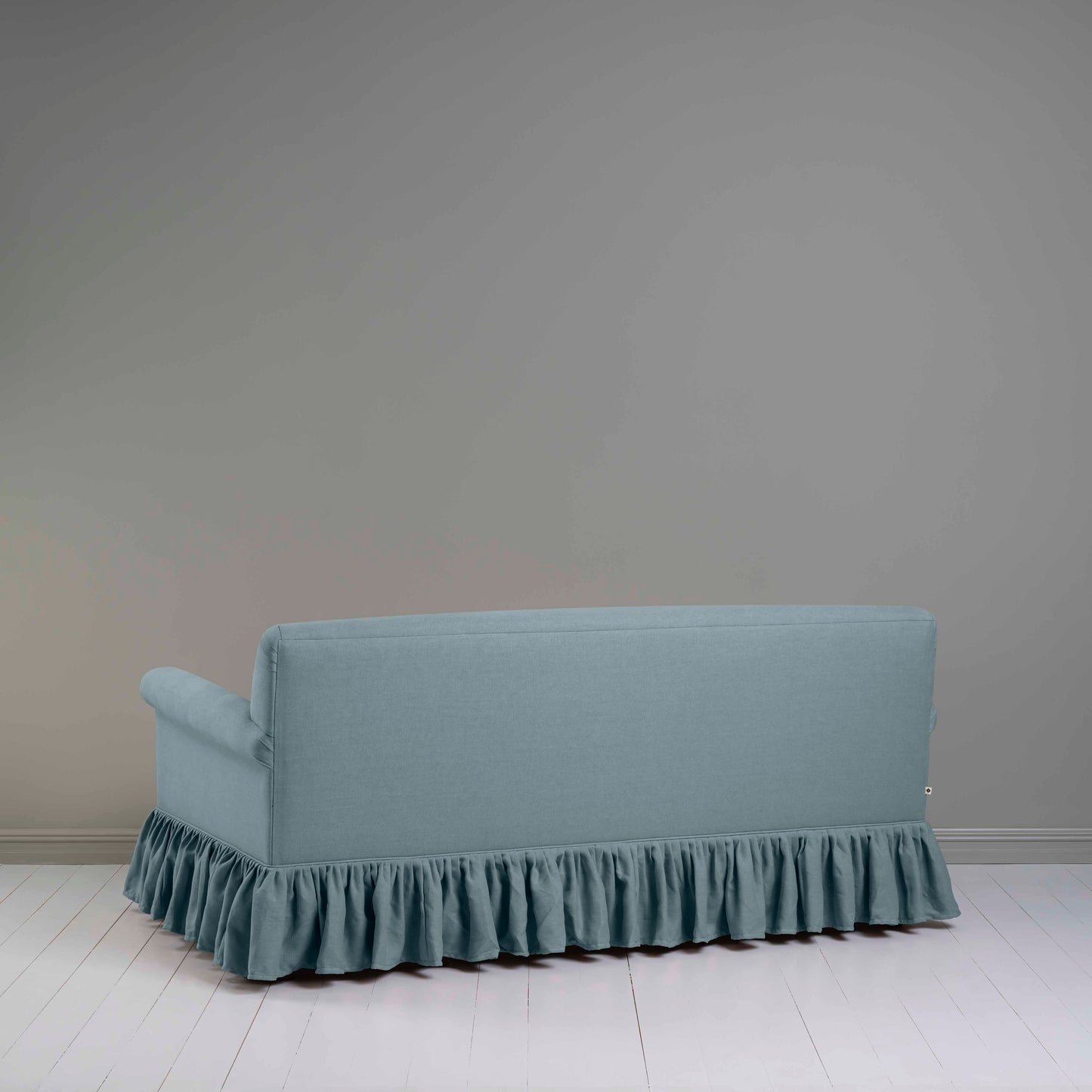 Curtain Call 3 Seater Sofa in Laidback Linen Cerulean, Back View - Nicola Harding