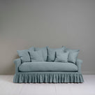 Curtain Call 3 Seater Sofa in Laidback Linen Cerulean, With Six Matching Square Cushions - Nicola Harding