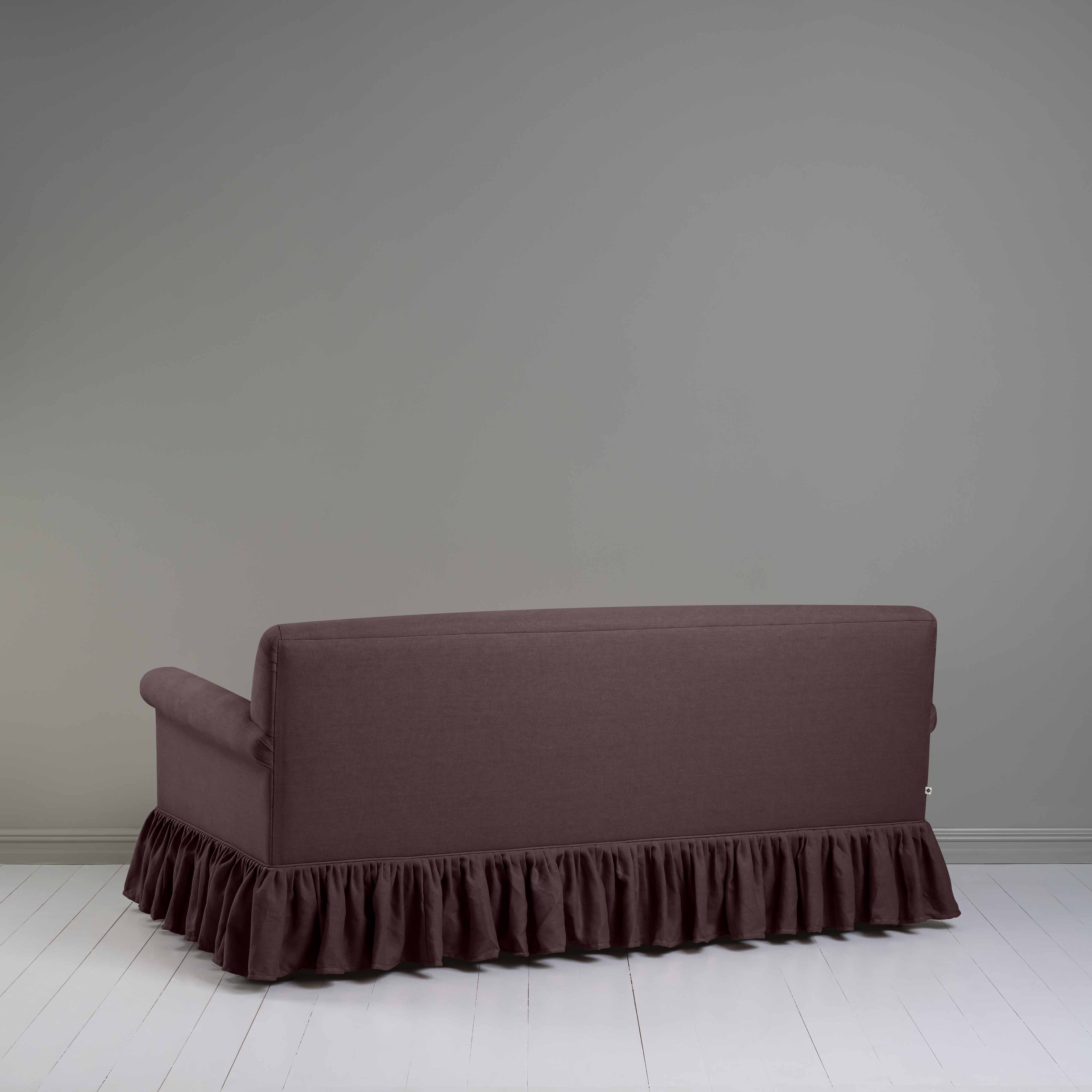 Curtain Call 3 Seater Sofa in Laidback Linen Damson, Back View - Nicola Harding