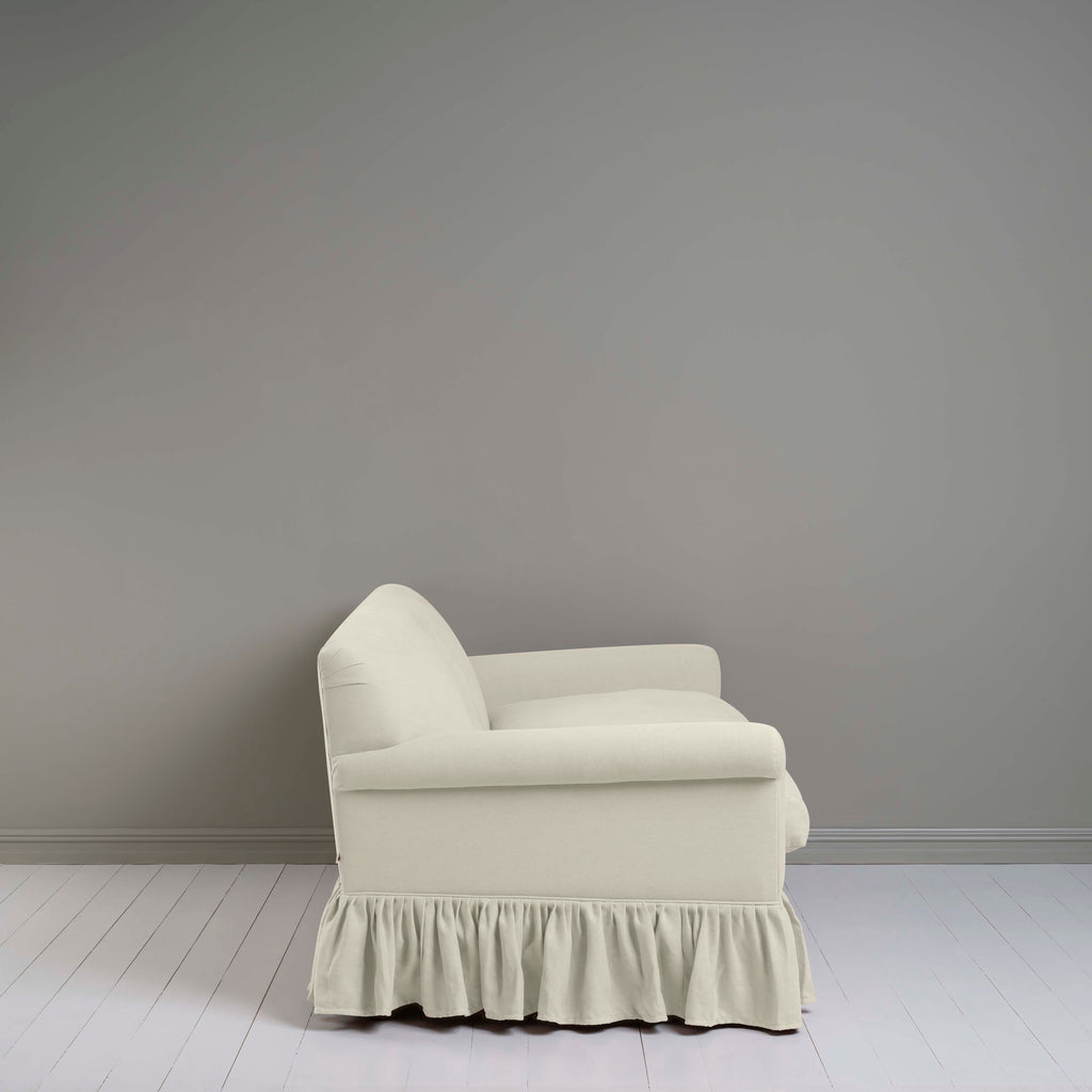 Curtain Call 3 Seater Sofa in Laidback Linen Dove, Side View - Nicola Harding