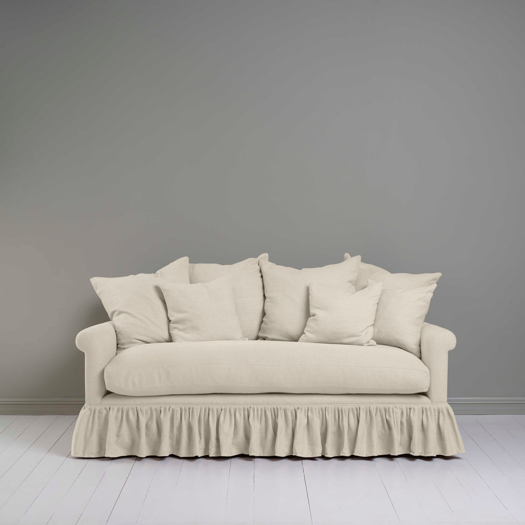 Curtain Call 3 Seater Sofa in Laidback Linen Dove, With Six Square Matching Cushions - Nicola Harding