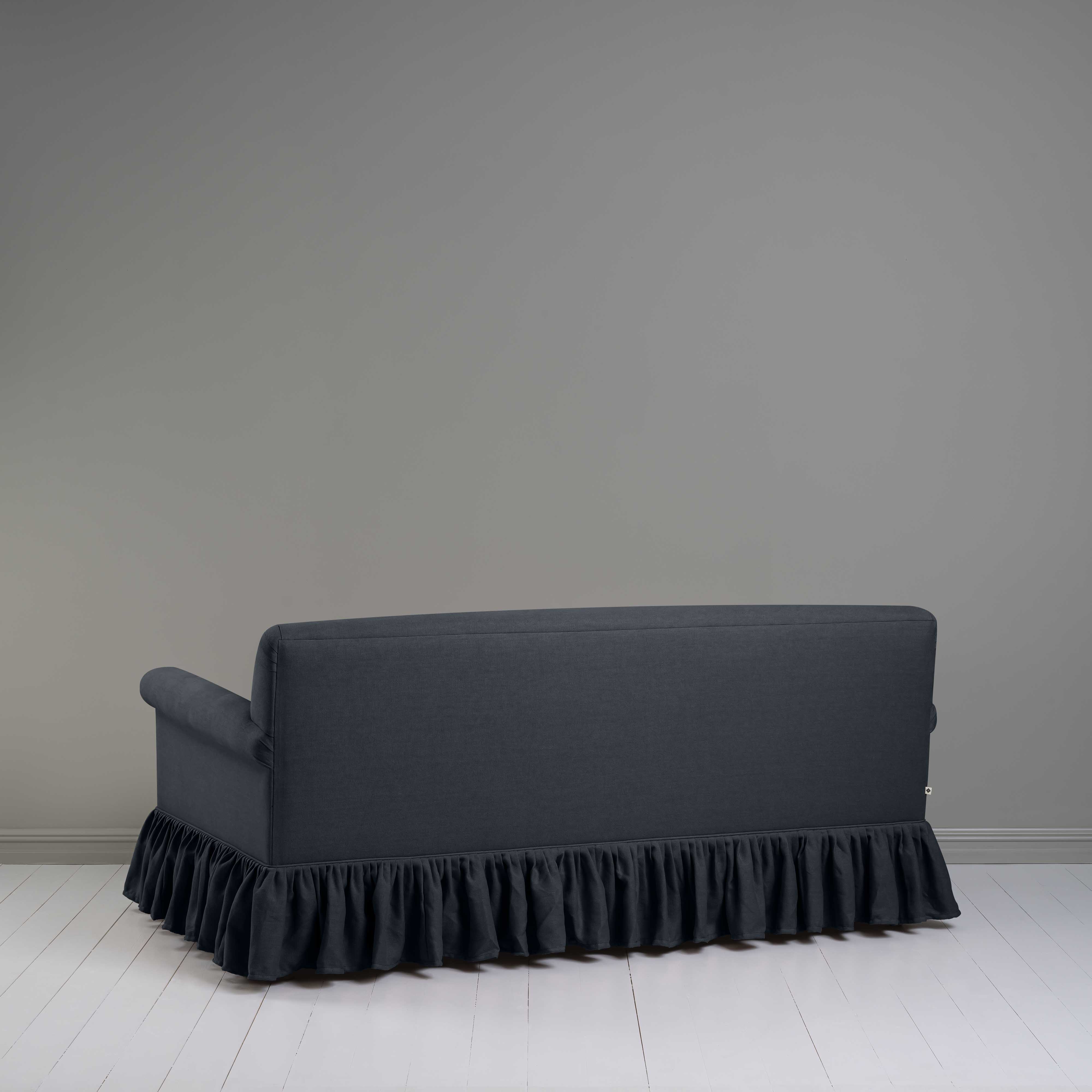 Curtain Call 3 Seater Sofa in Laidback Linen Midnight, Back View - Nicola Harding