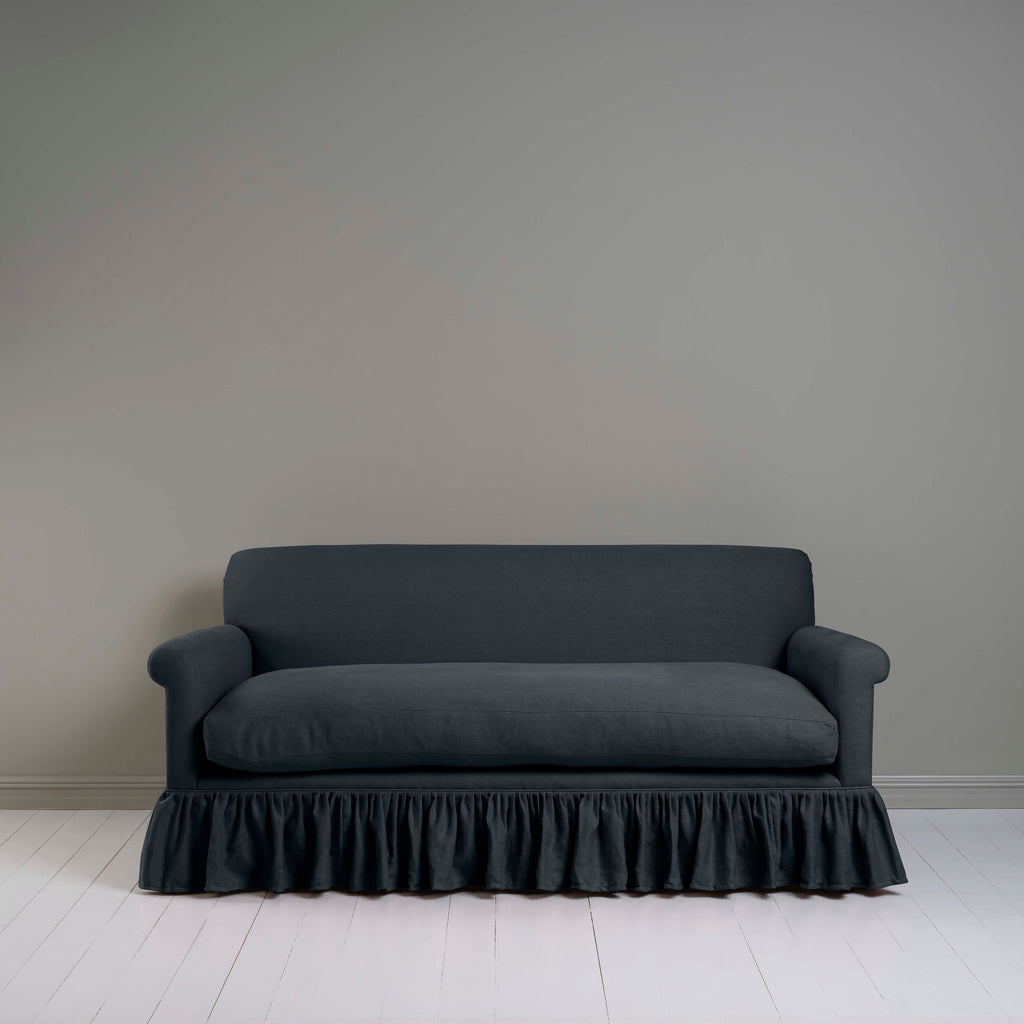 Curtain Call 3 Seater Sofa in Laidback Linen Midnight, Front View - Nicola Harding