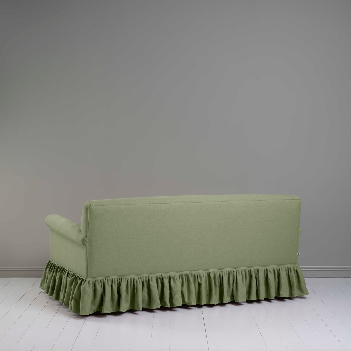 Curtain Call 3 Seater Sofa in Laidback Linen Moss, Back View- Nicola Harding