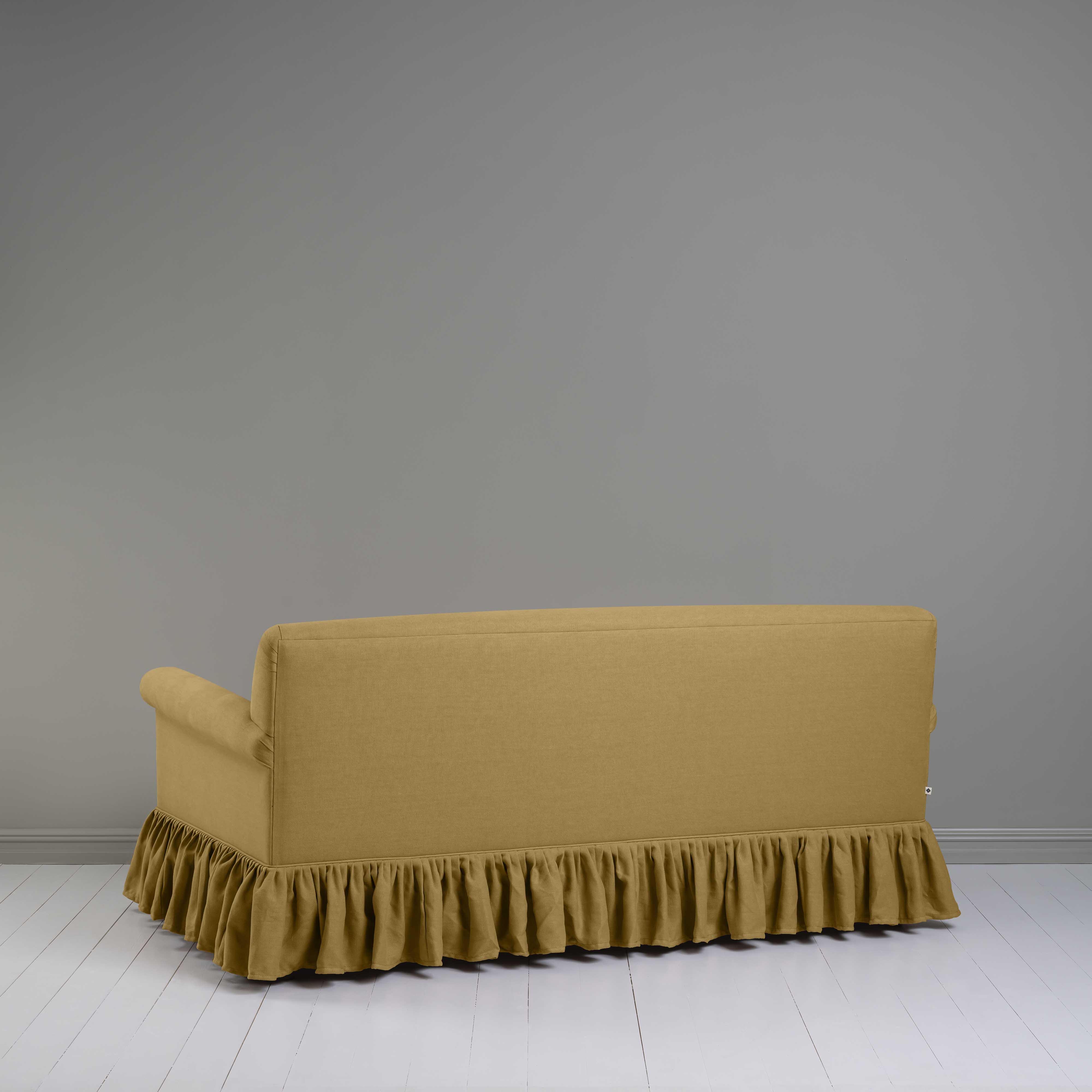 Curtain Call 3 Seater Sofa in Laidback Linen Ochre, Back View - Nicola Harding
