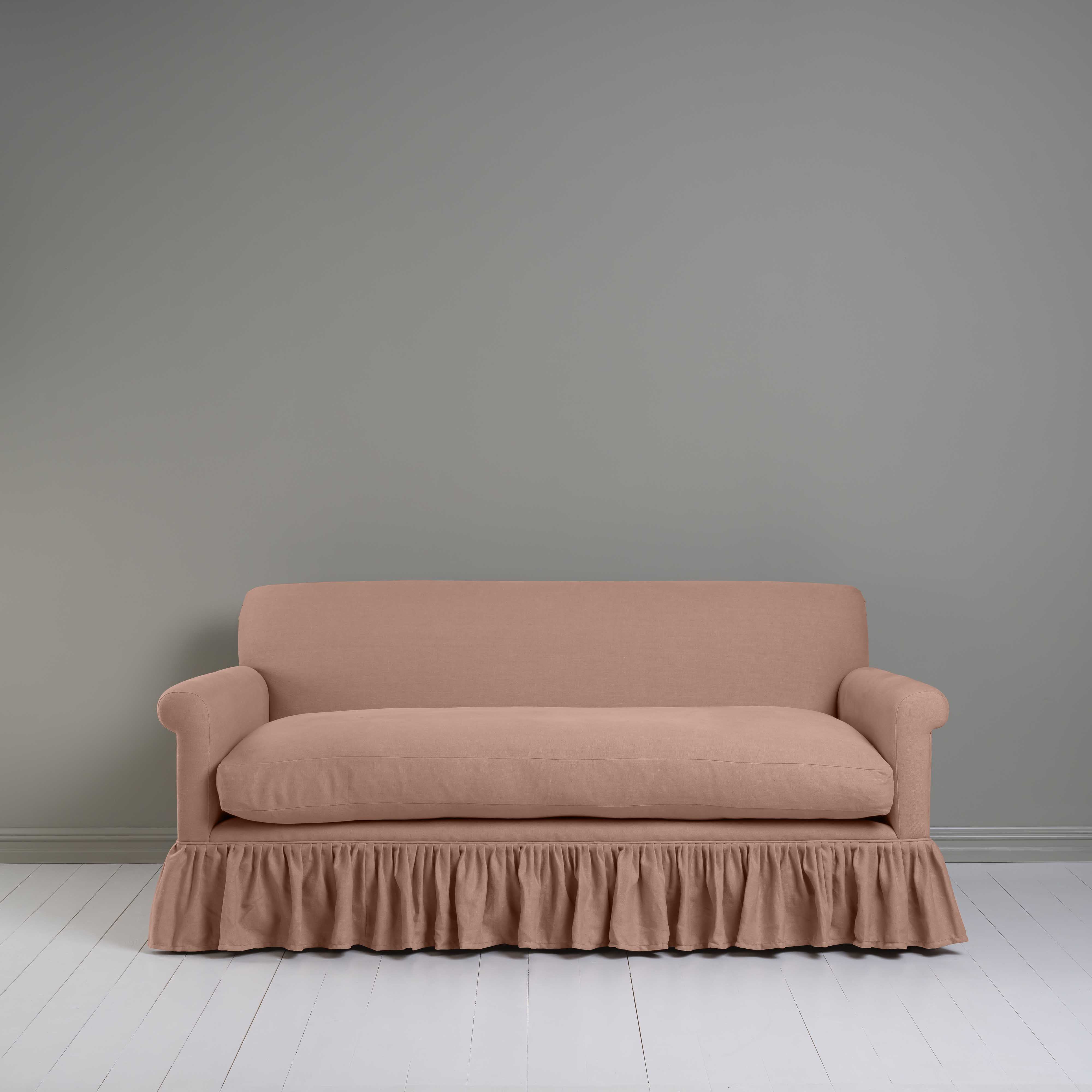 Curtain Call 3 Seater Sofa in Laidback Linen Roseberry, Front View - Nicola Harding