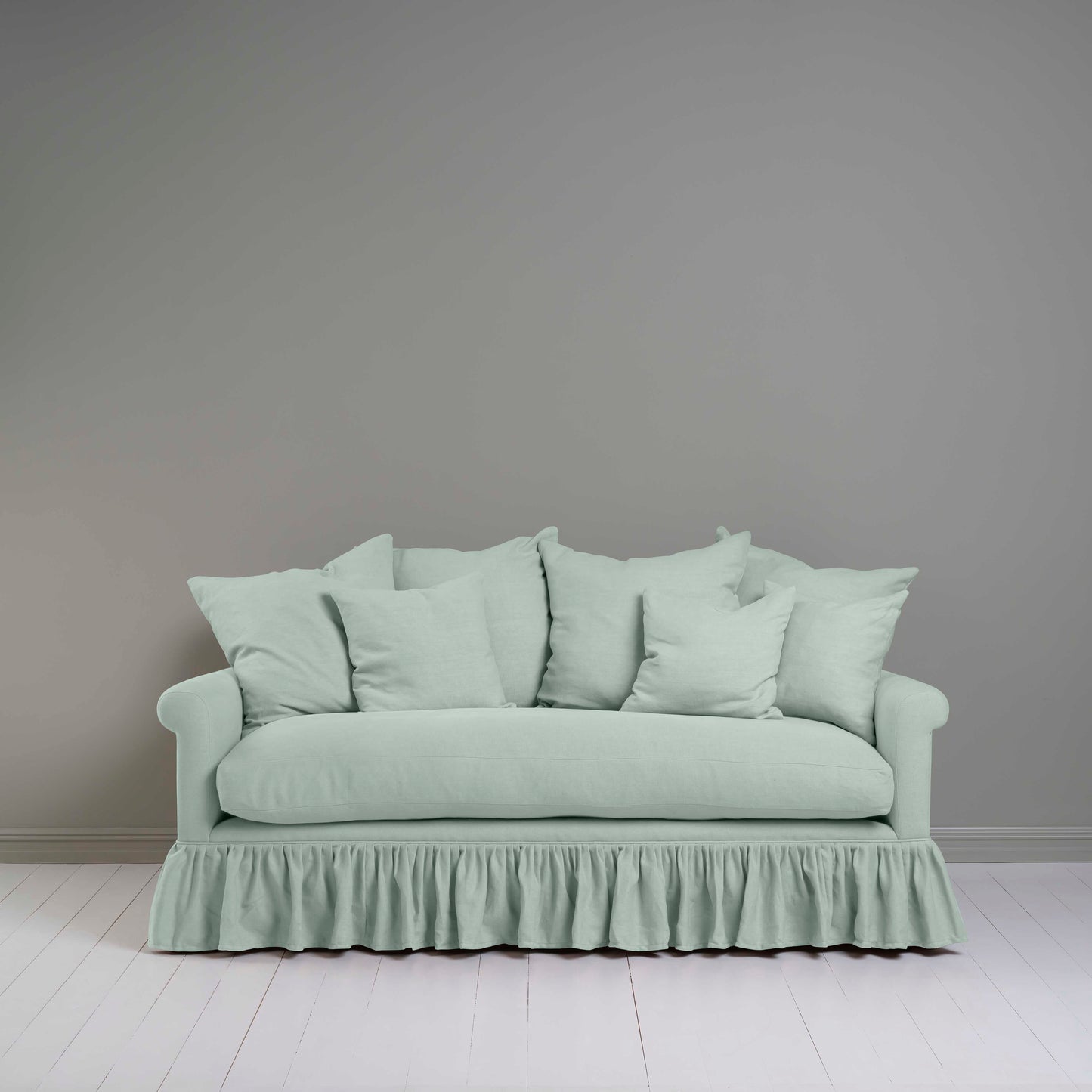 Curtain Call 3 Seater Sofa in Laidback Linen Sky, With NiX Special Matching Cushions - Nicola Harding