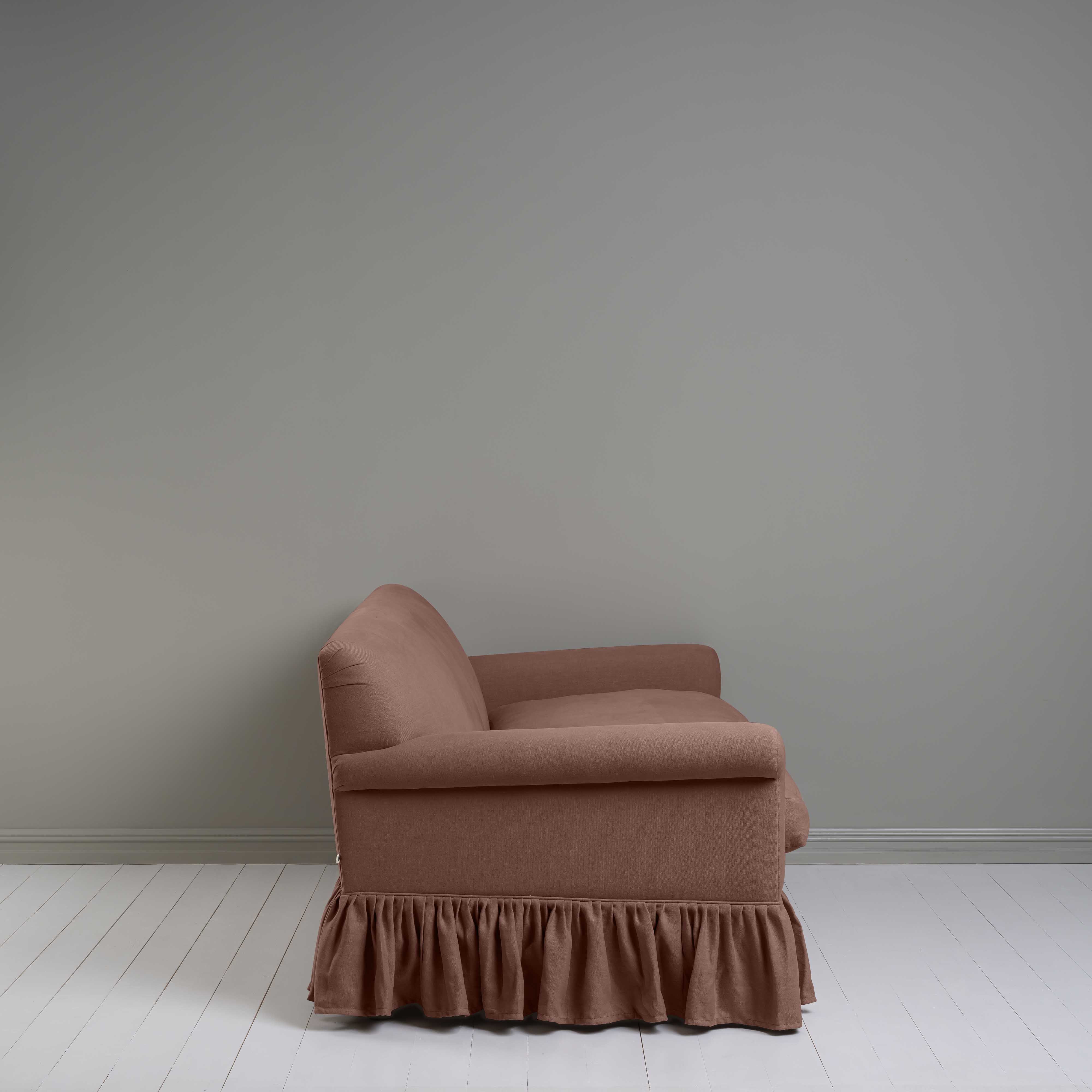 Curtain Call 3 Seater Sofa in Laidback Linen Sweet Briar, Side View - Nicola Harding
