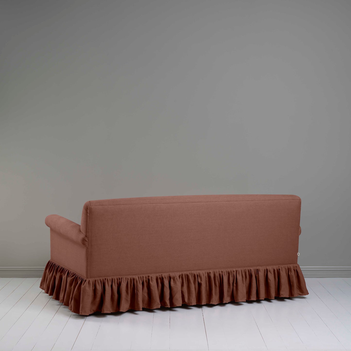 Curtain Call 3 Seater Sofa in Laidback Linen Sweet Briar, Back View - Nicola Harding