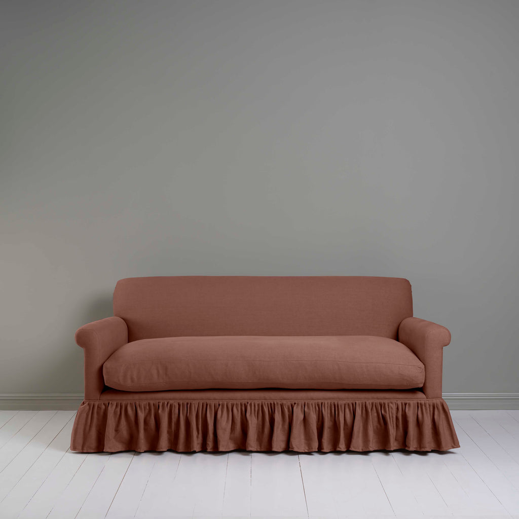 Curtain Call 3 Seater Sofa in Laidback Linen Sweet Briar, Front View - Nicola Harding