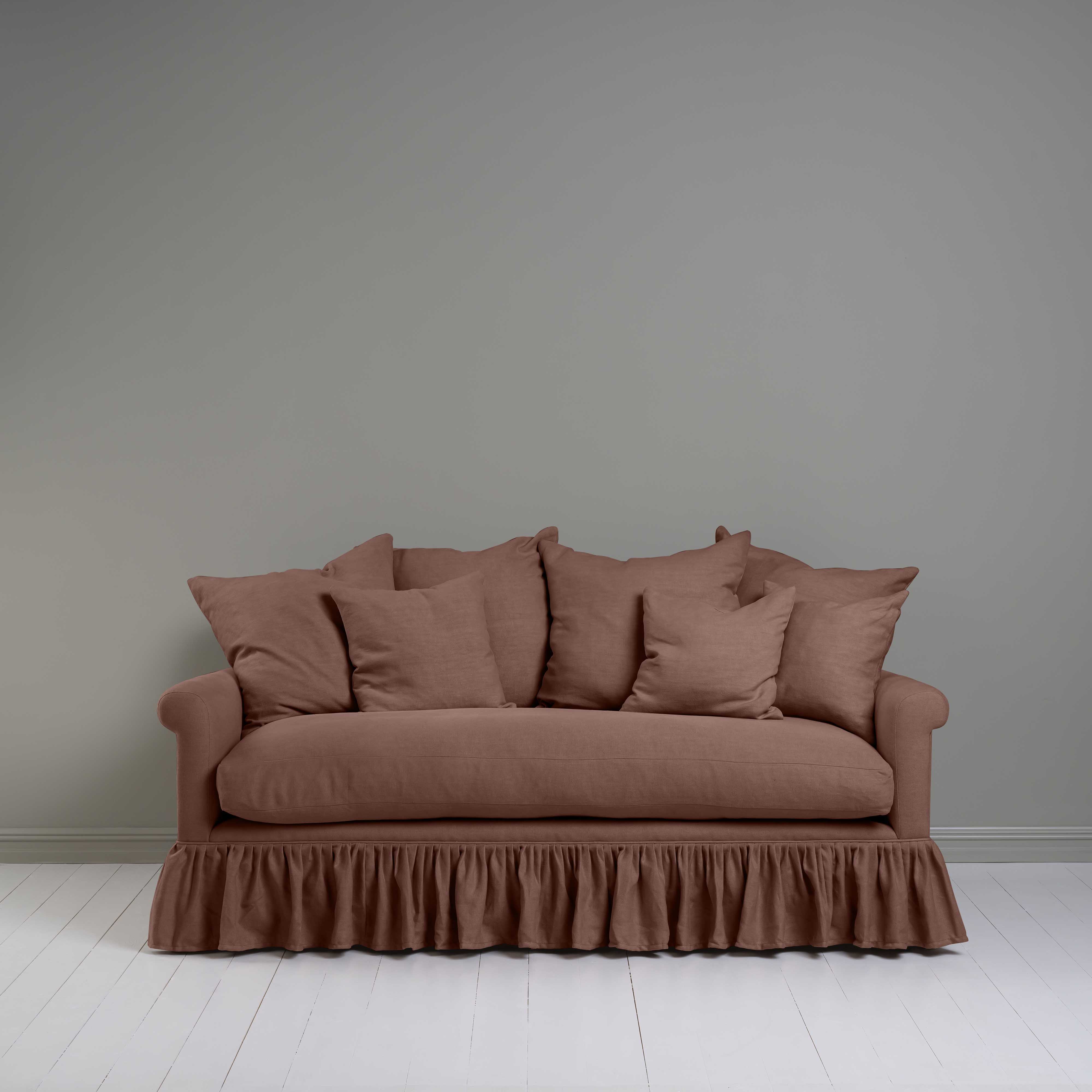Curtain Call 3 Seater Sofa in Laidback Linen Sweet Briar, With Matching Cushions - Nicola Harding