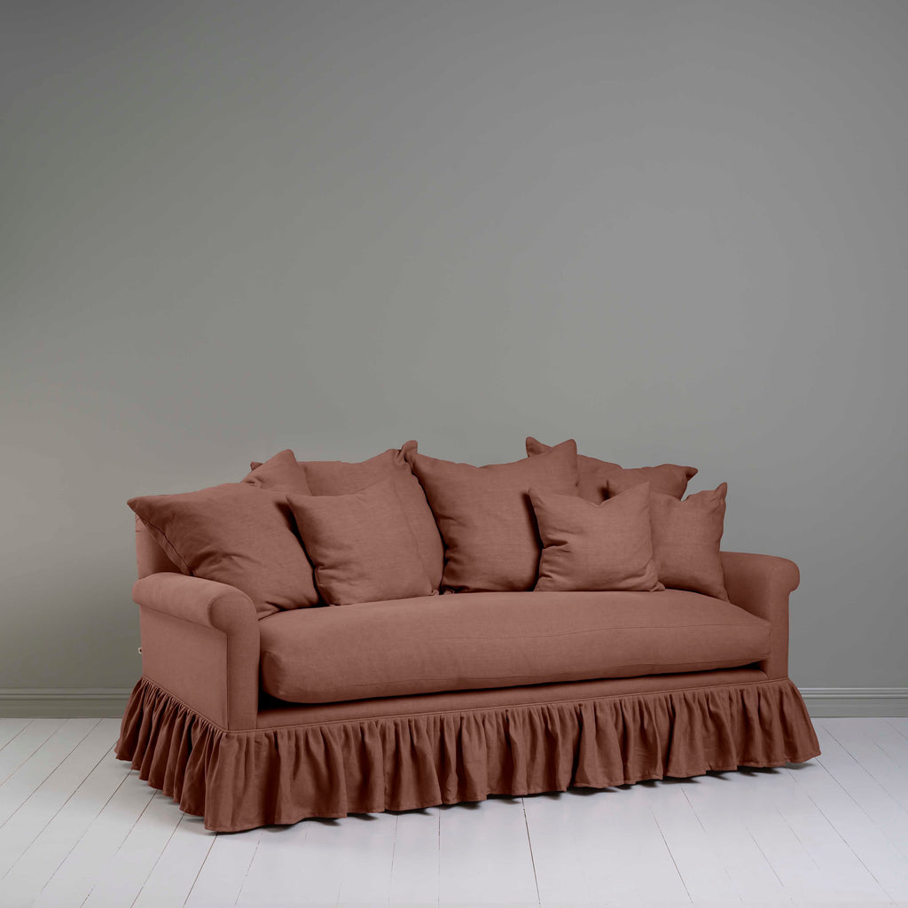 Curtain Call 3 Seater Sofa in Laidback Linen Sweet Briar, With NiX Square Cushions - Nicola Harding