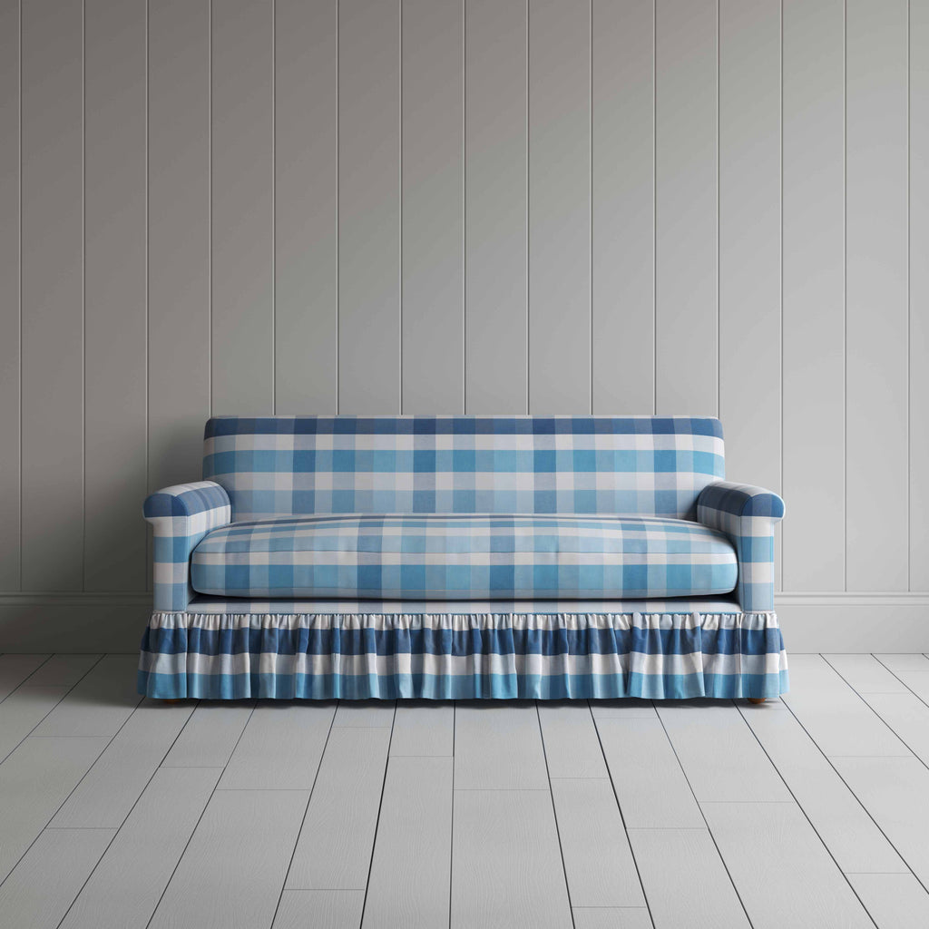  Curtain Call 3 Seater Sofa in Checkmate Cotton, Blue 