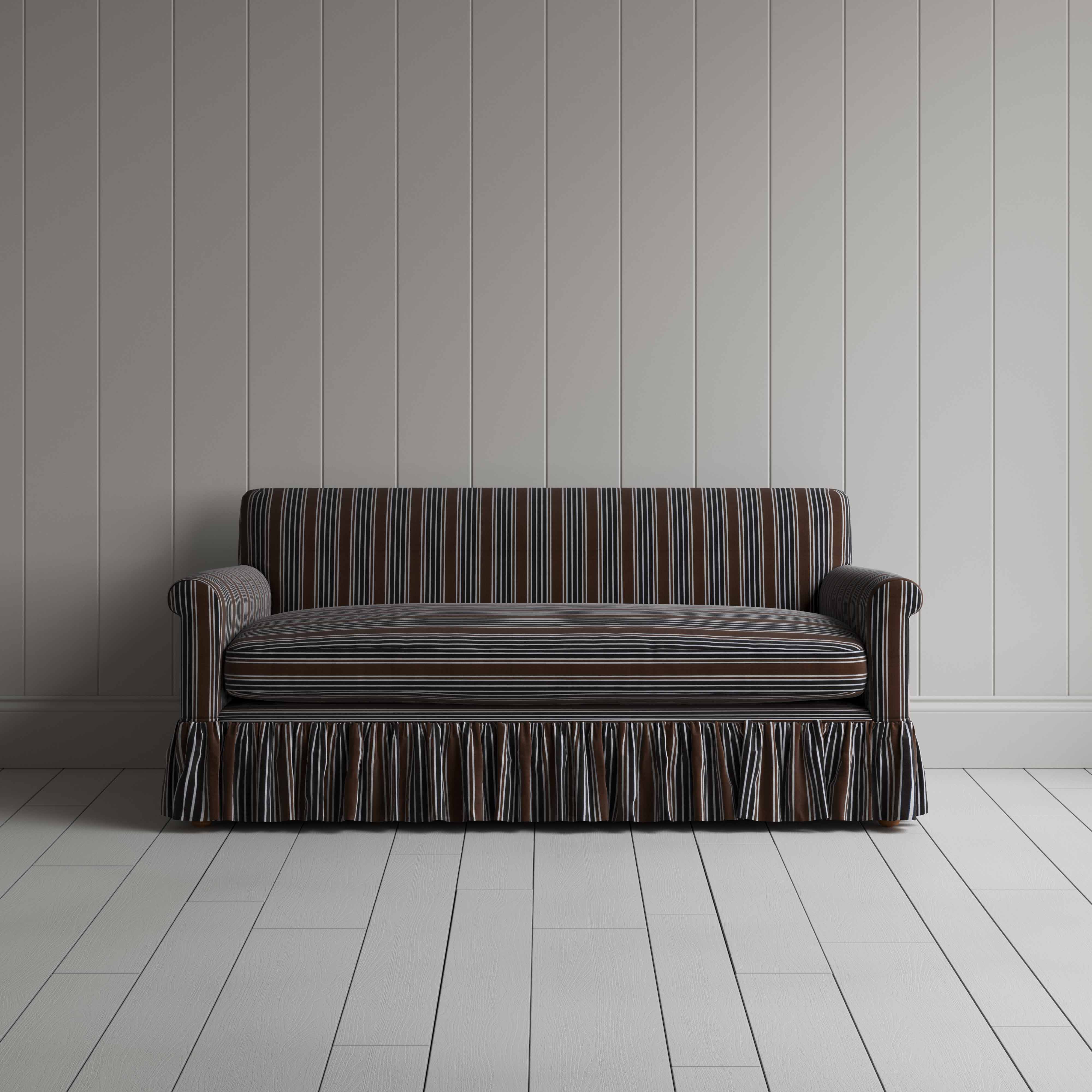 Curtain Call 3 Seater Sofa in Regatta Cotton, Charcoal, Front View - Nicola Harding