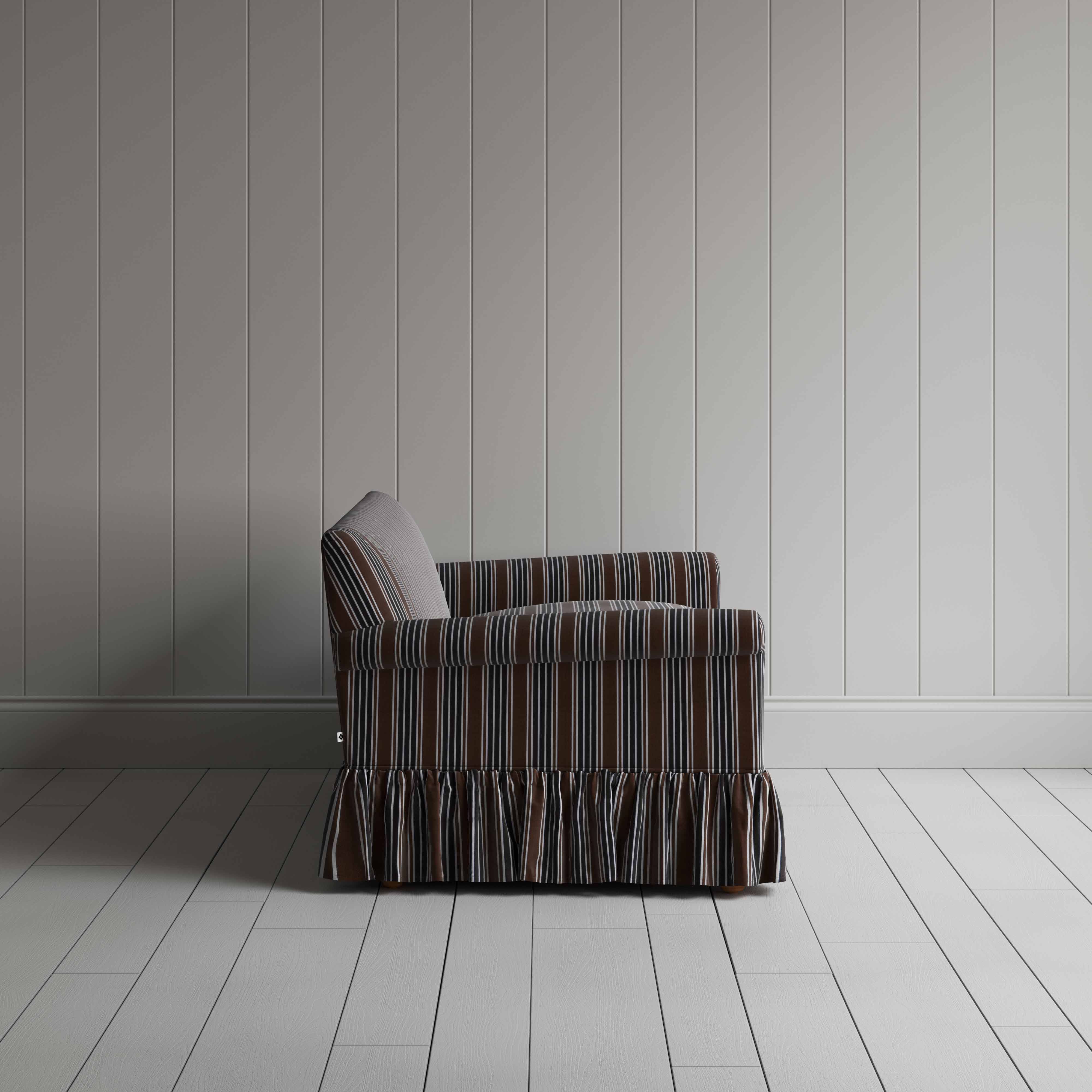 Curtain Call 3 Seater Sofa in Regatta Cotton, Charcoal, Side View - Nicola Harding