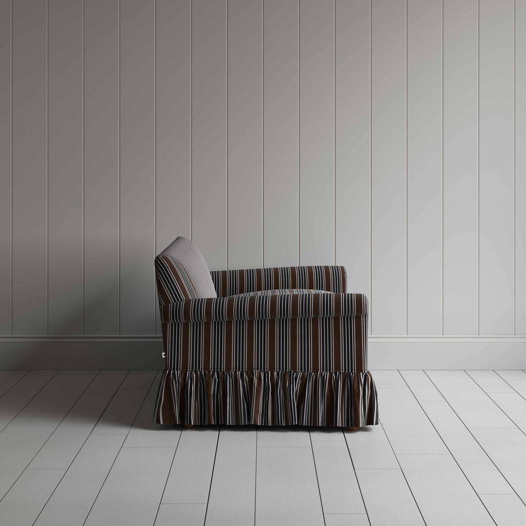 Curtain Call 3 Seater Sofa in Regatta Cotton, Charcoal, Side View - Nicola Harding