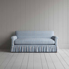 Curtain Call 3 Seater Sofa in Square Deal Cotton, Blue Brown, Front View - Nicola Harding