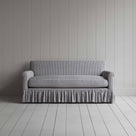 Curtain Call 3 Seater Sofa in Ticking Cotton, Blue Brown, Front View - Nicola Harding