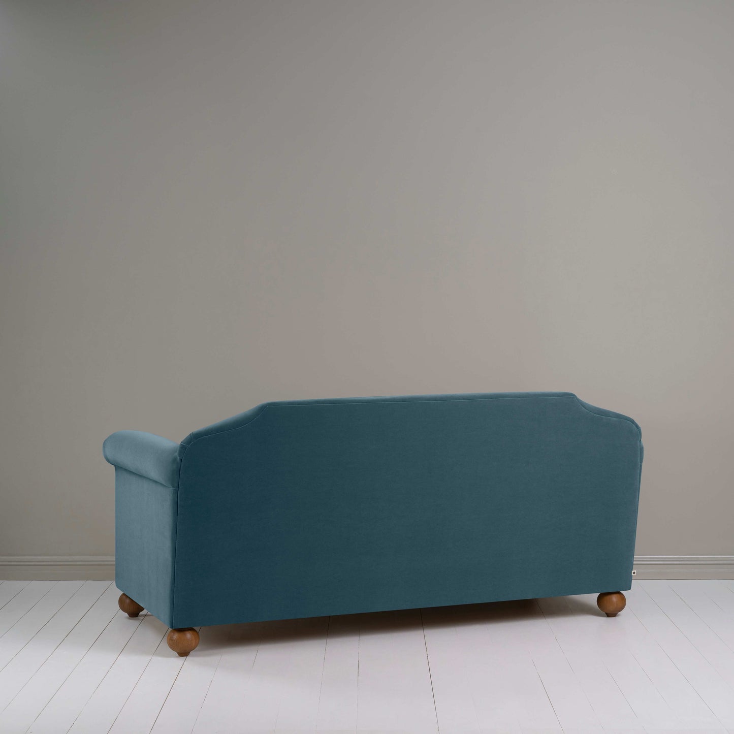Dolittle 3 Seater Sofa in Intelligent Velvet Aegean, Back View - Nicola Harding