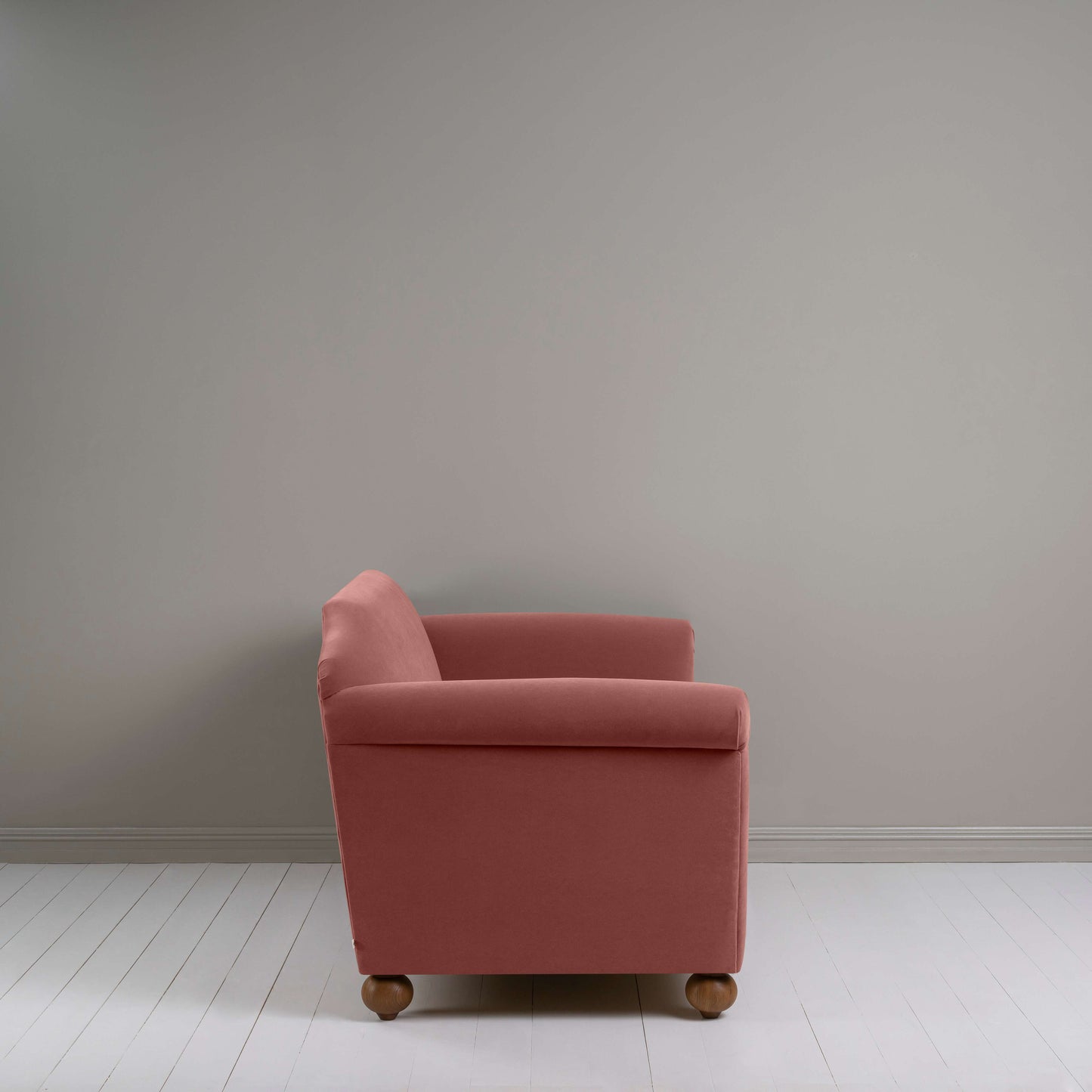 Dolittle 3 Seater Sofa in Intelligent Velvet Damson, Side View - Nicola Harding