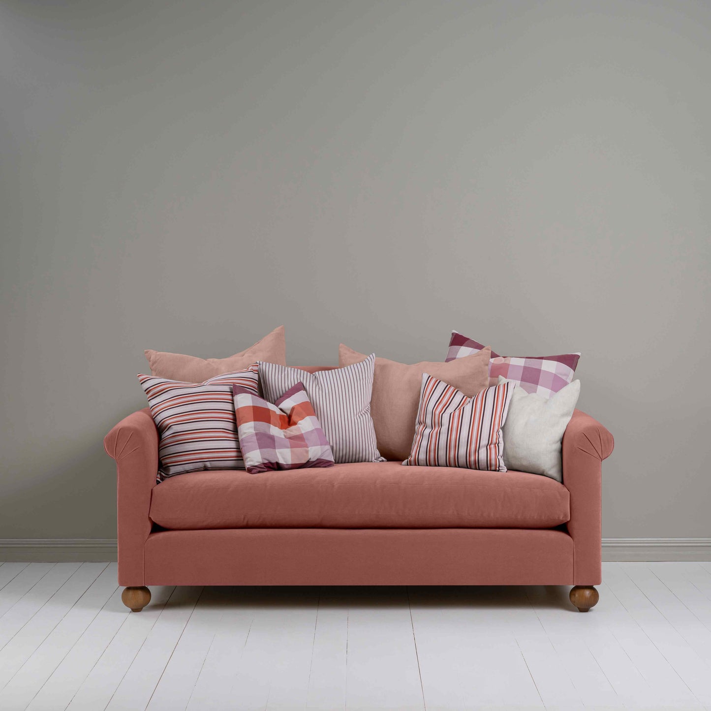 Dolittle 3 Seater Sofa in Intelligent Velvet Damson, With 8 NiX Special Cushions - Nicola Harding