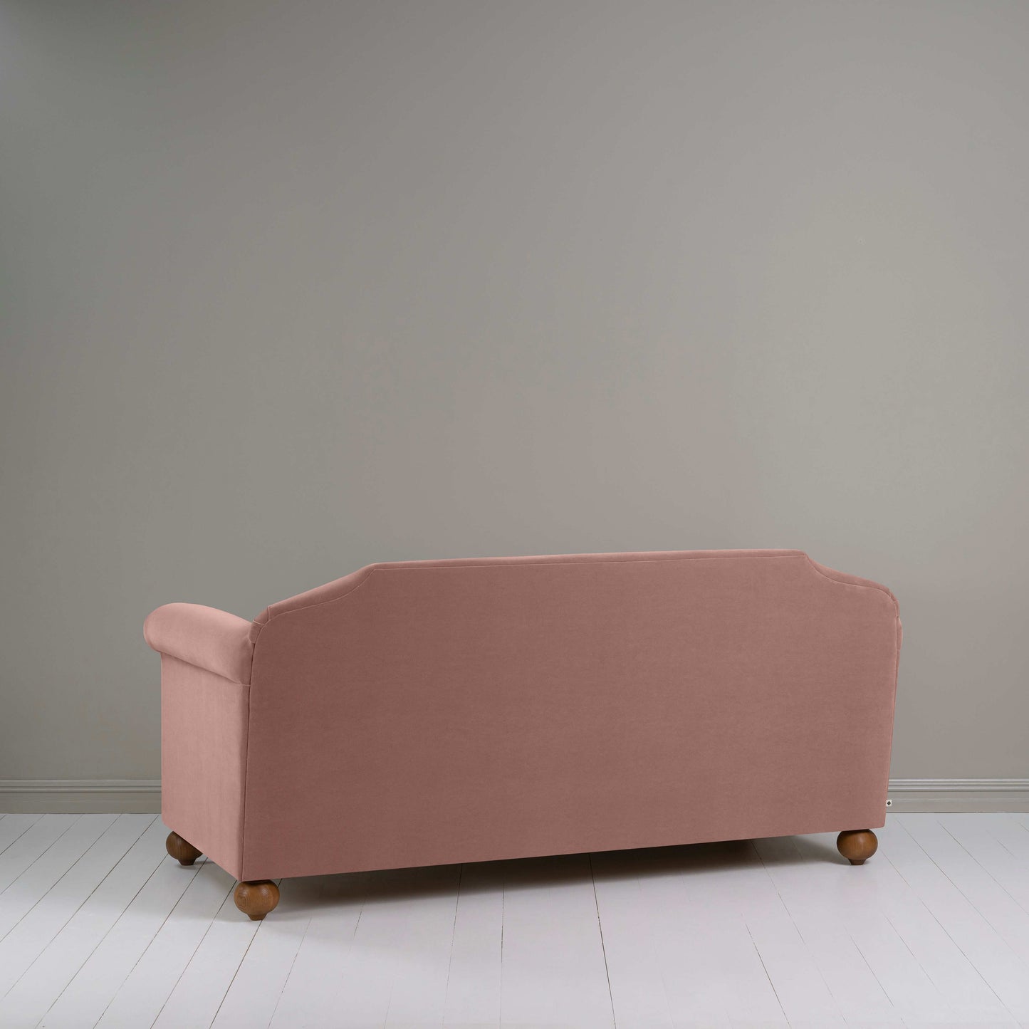 Dolittle 3 Seater Sofa in Intelligent Velvet Dusky Pink, Back View - Nicola Harding
