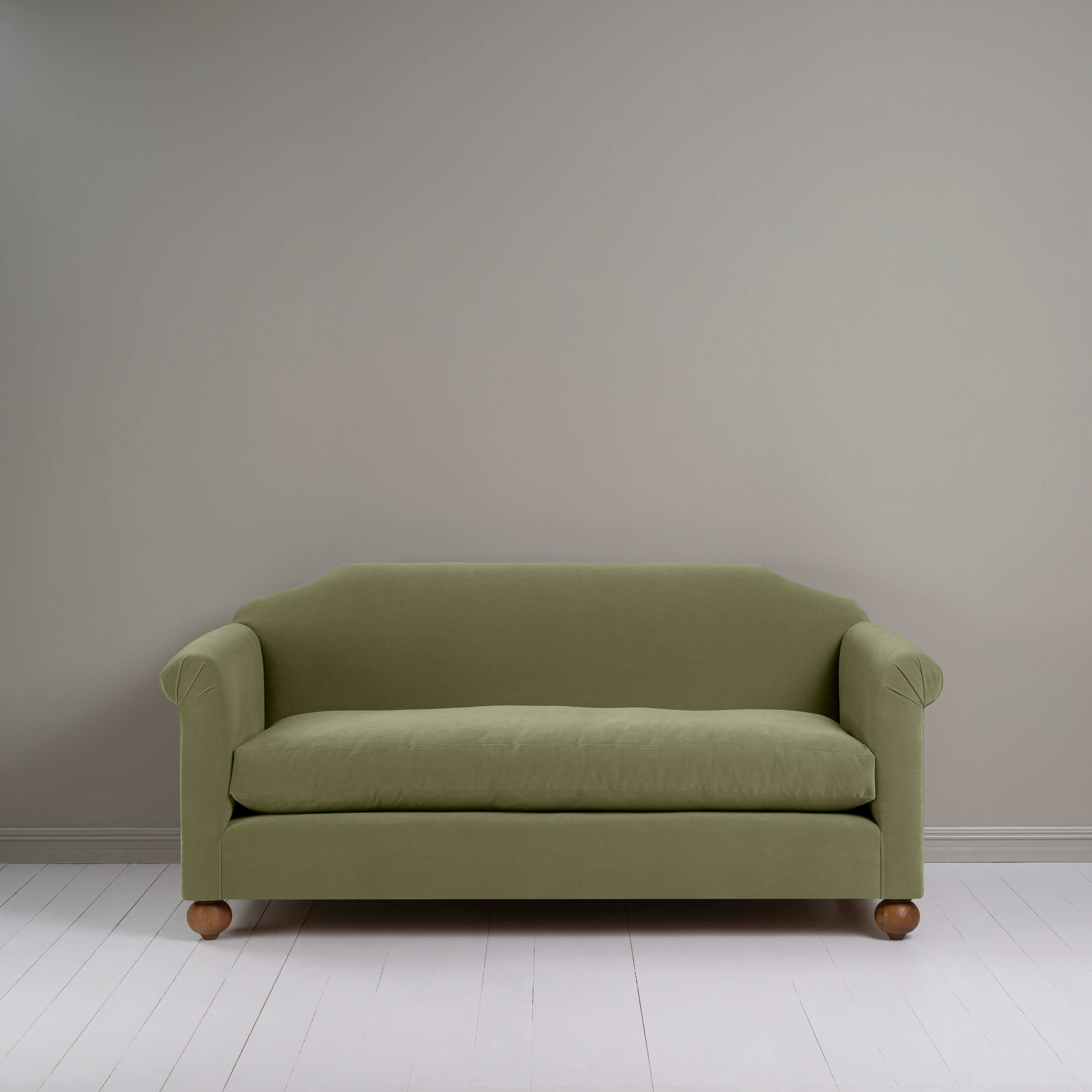 Dolittle 3 Seater Sofa in Intelligent Velvet Green Tea, Front View - Nicola Harding