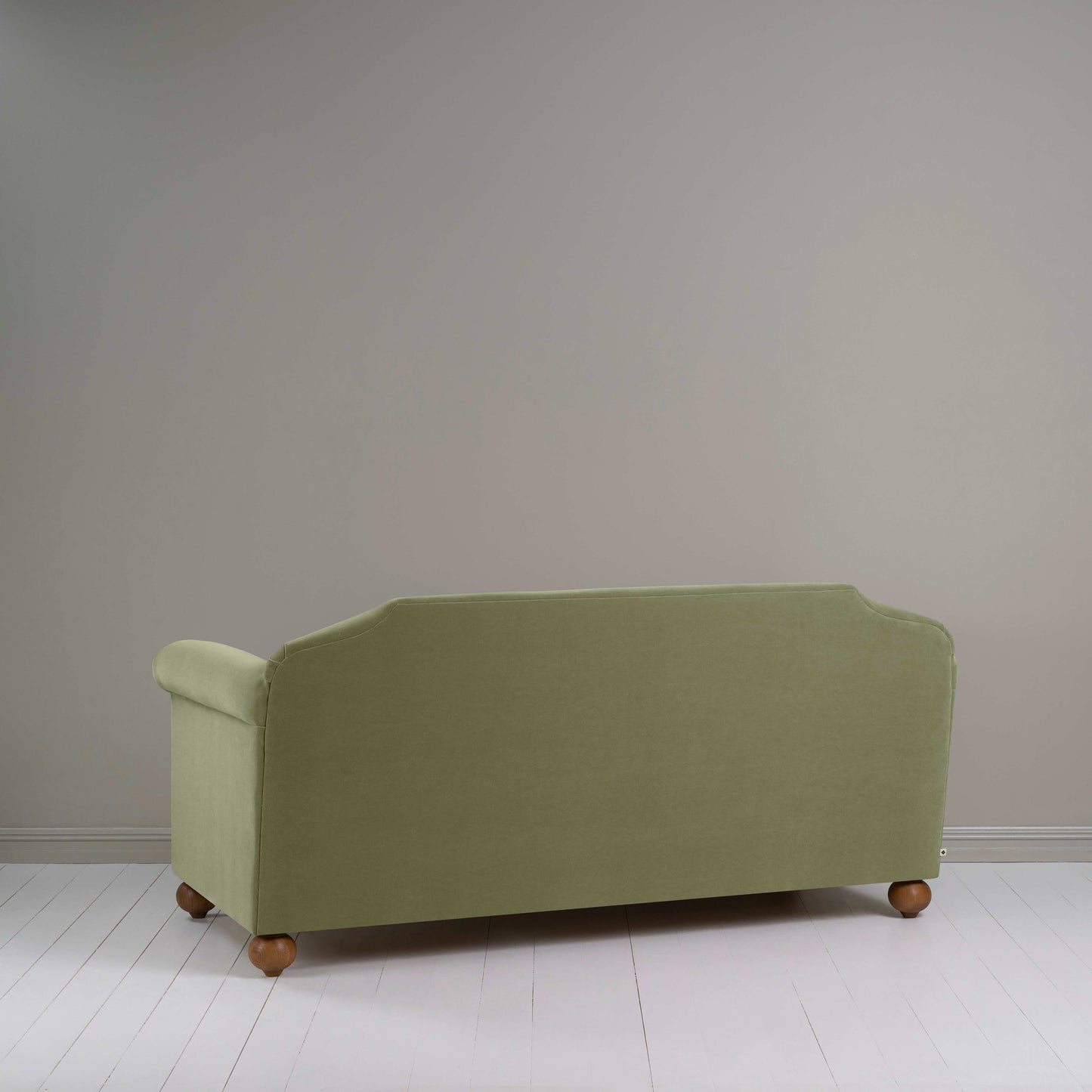 Dolittle 3 Seater Sofa in Intelligent Velvet Green Tea, Back View - Nicola Harding