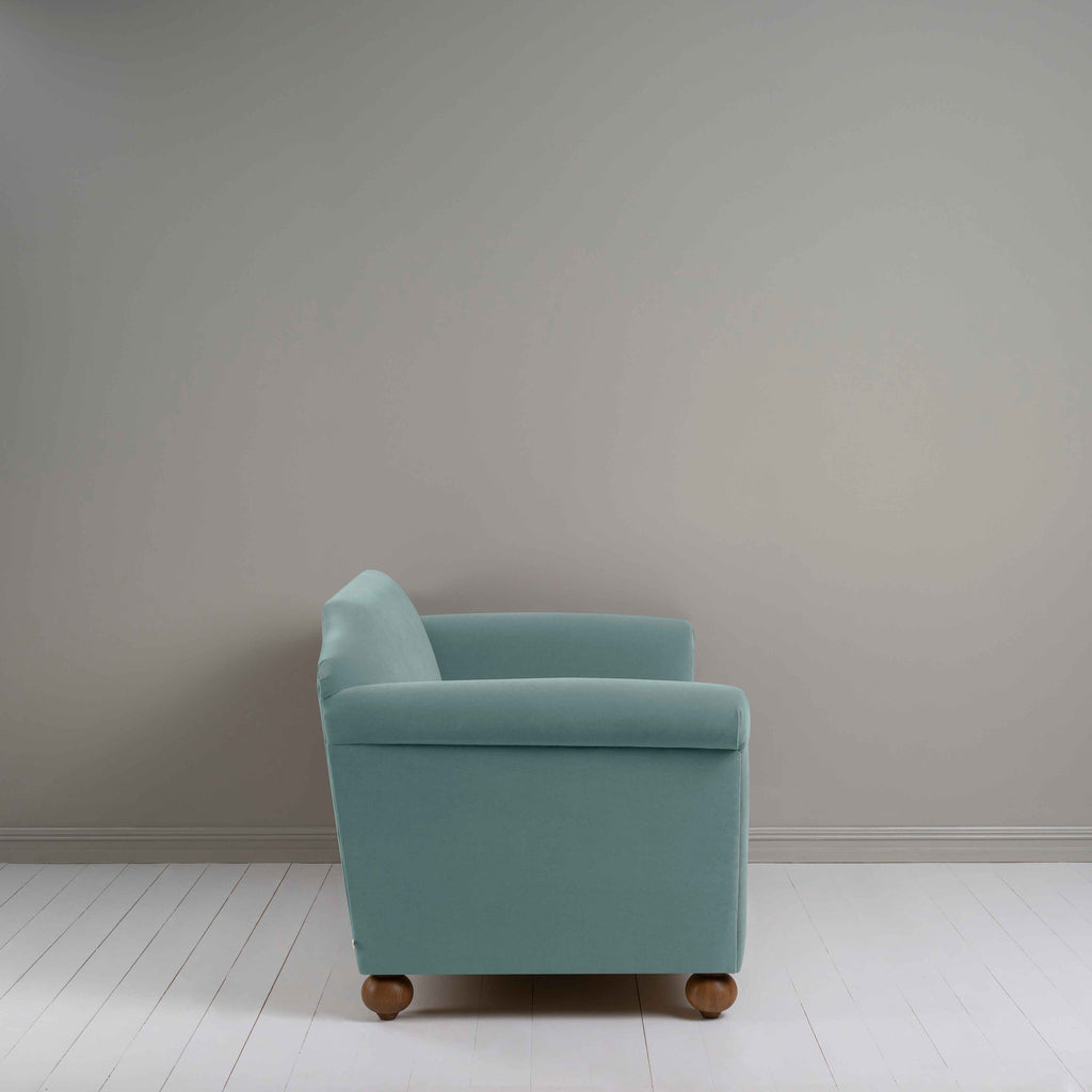 Dolittle 4 seater Sofa in Intelligent Velvet Mineral, Side View - Nicola Harding