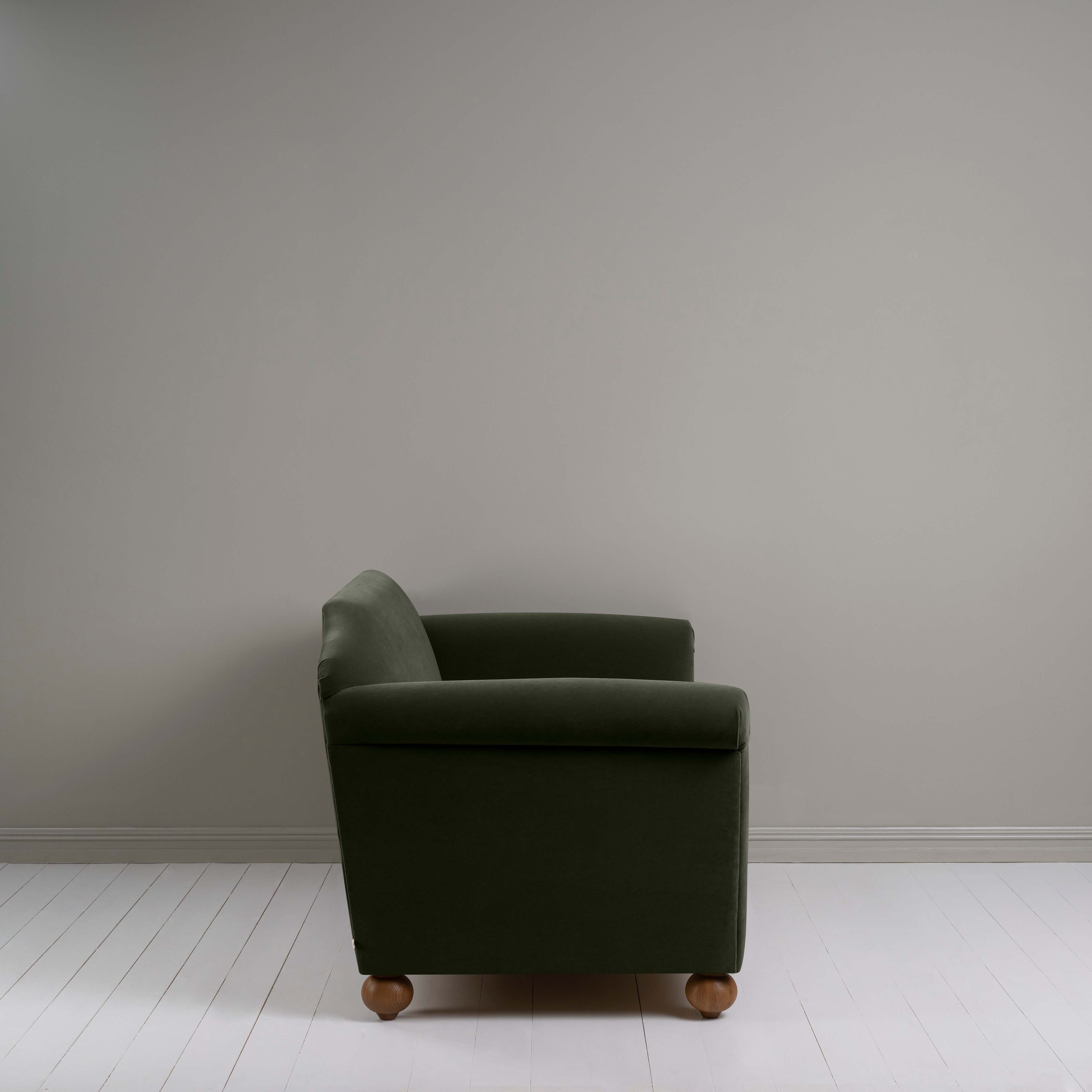 Dolittle 3-Seater Sofa in Intelligent Velvet Seaweed, Side View - Nicola Harding