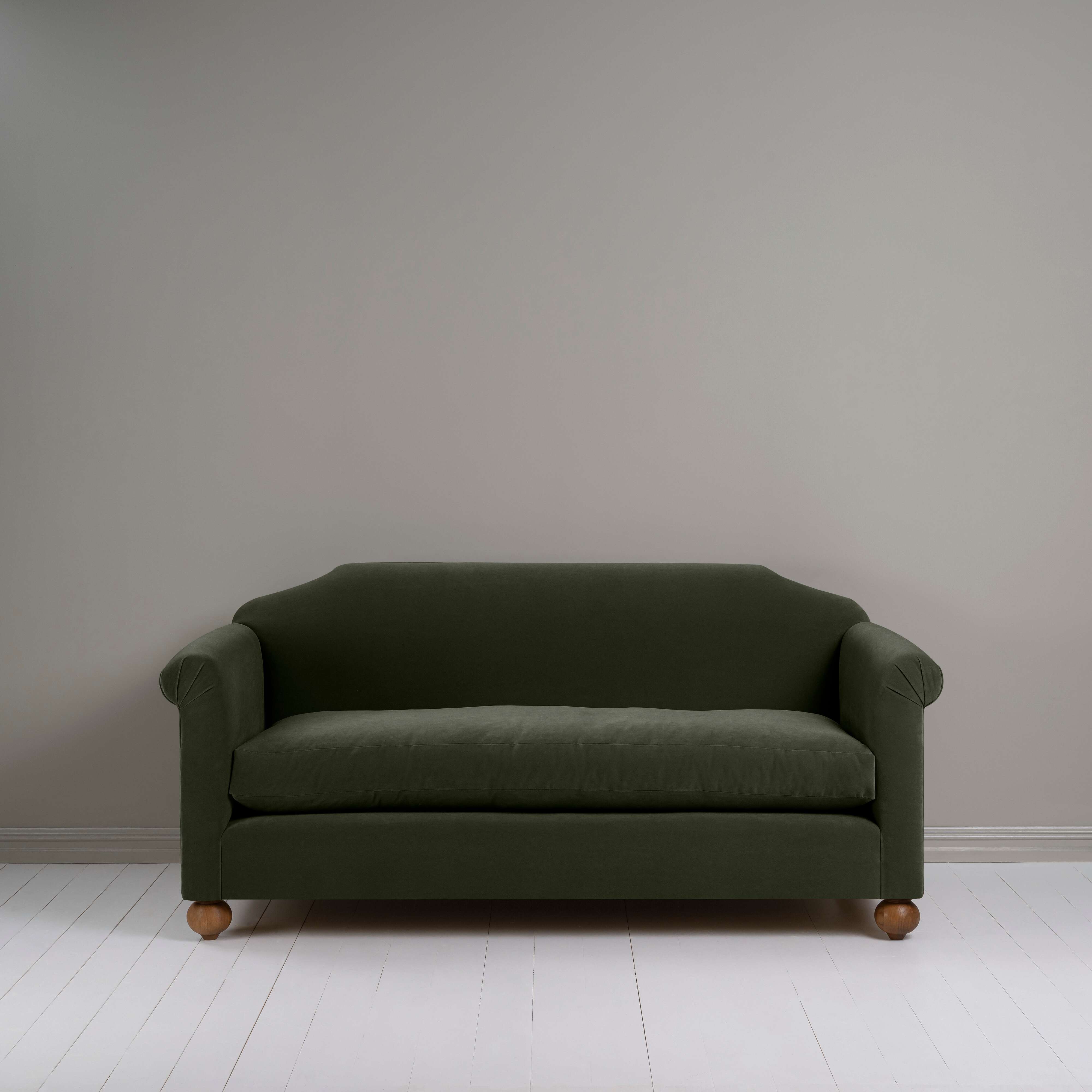 Dolittle 3-Seater Sofa in Intelligent Velvet Seaweed, Front View - Nicola Harding