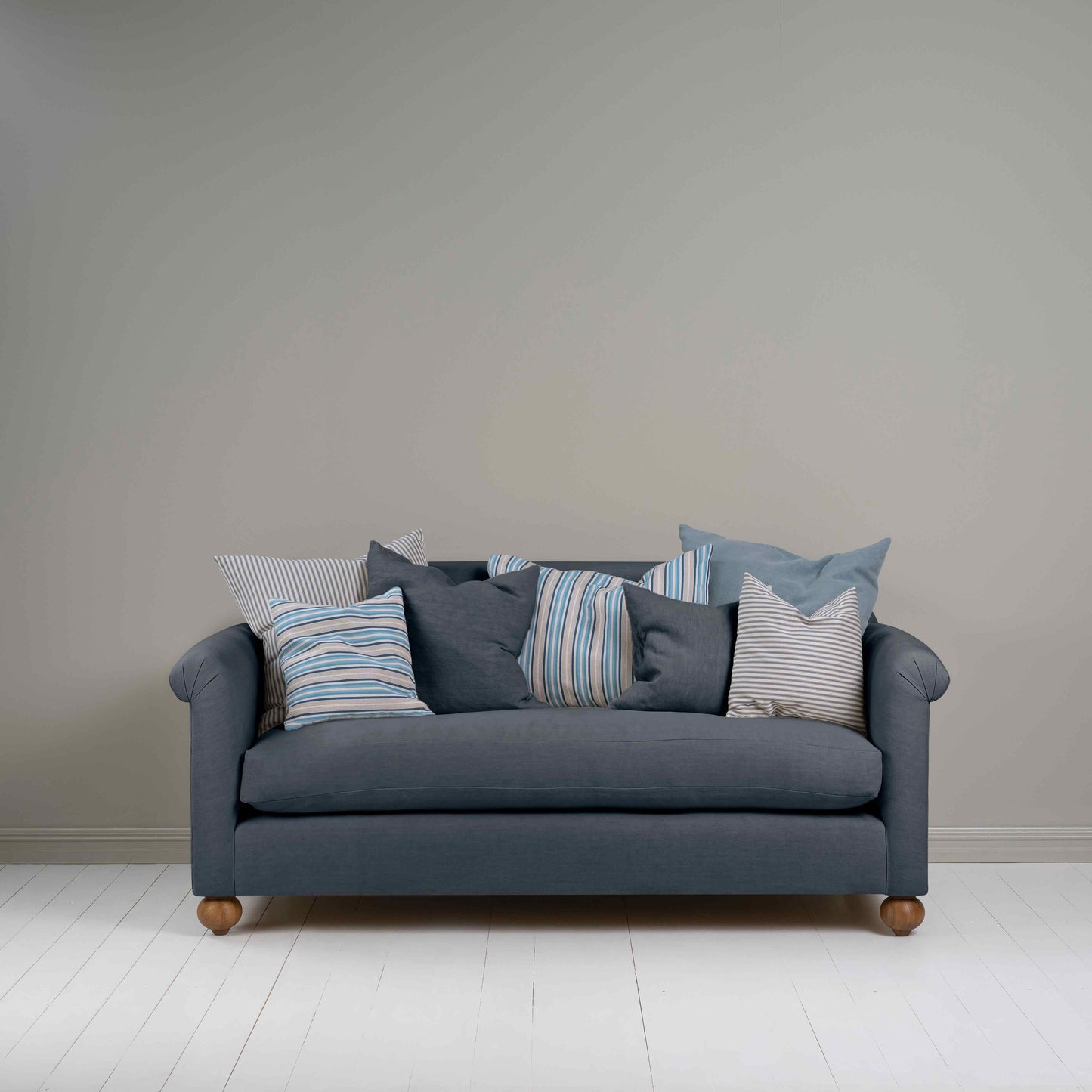Dolittle 3-Seater Sofa in Laidback Linen Midnight, With Seven NiX Special Cushions - Nicola Harding