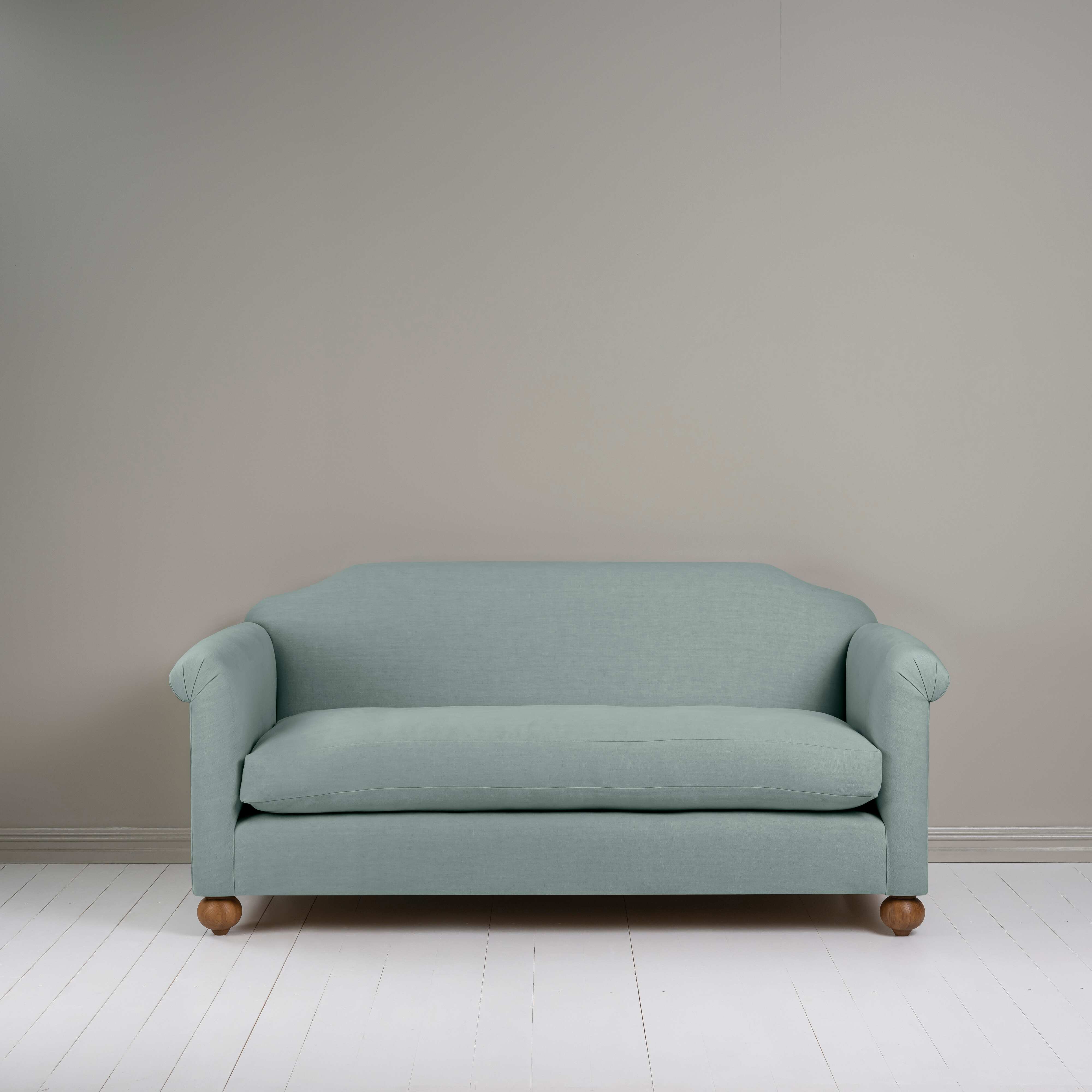Dolittle 3 Seater Sofa in Laidback Linen Mineral, Front View - Nicola Harding