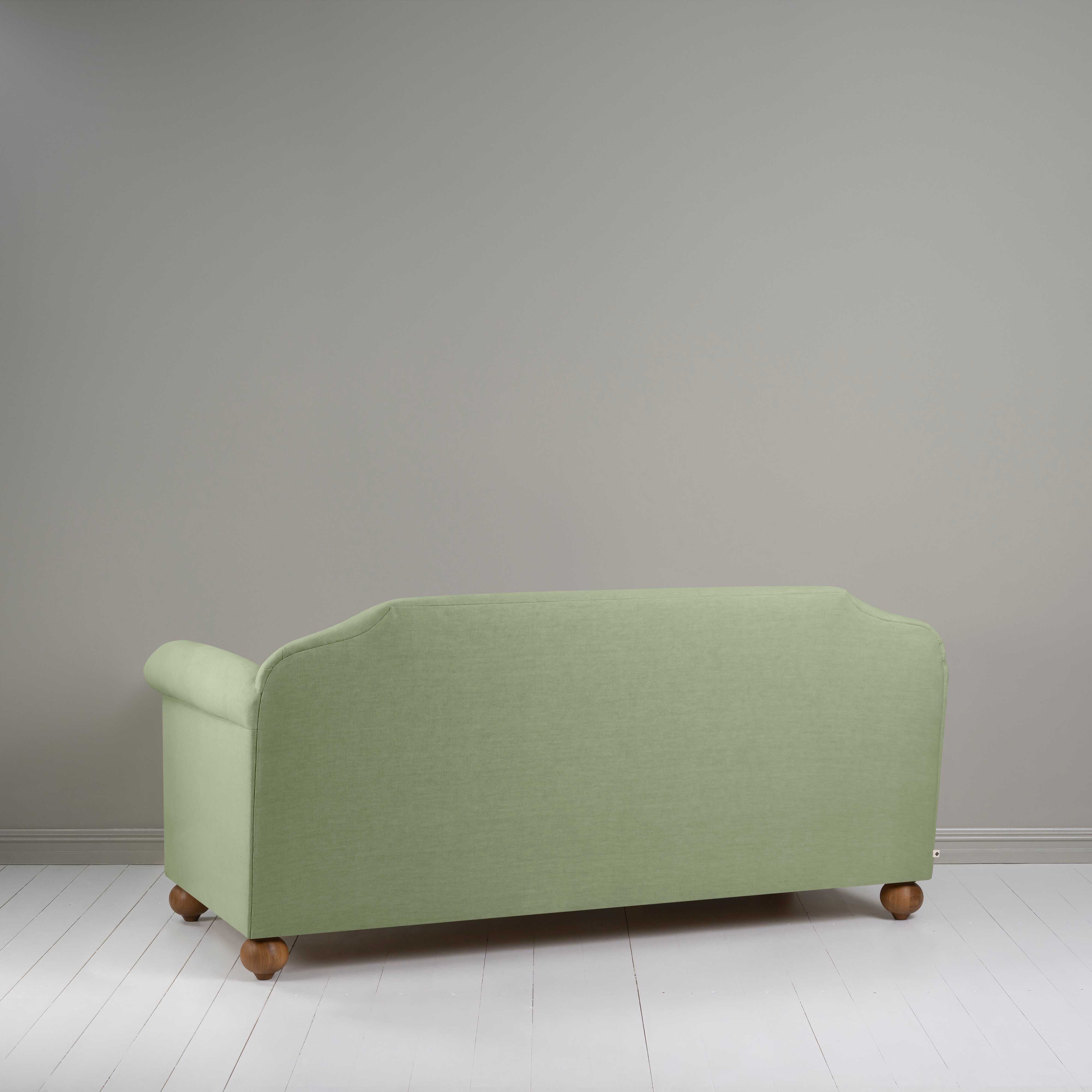 Dolittle 3 Seater Sofa in Laidback Linen Moss, Back View - Nicola Harding