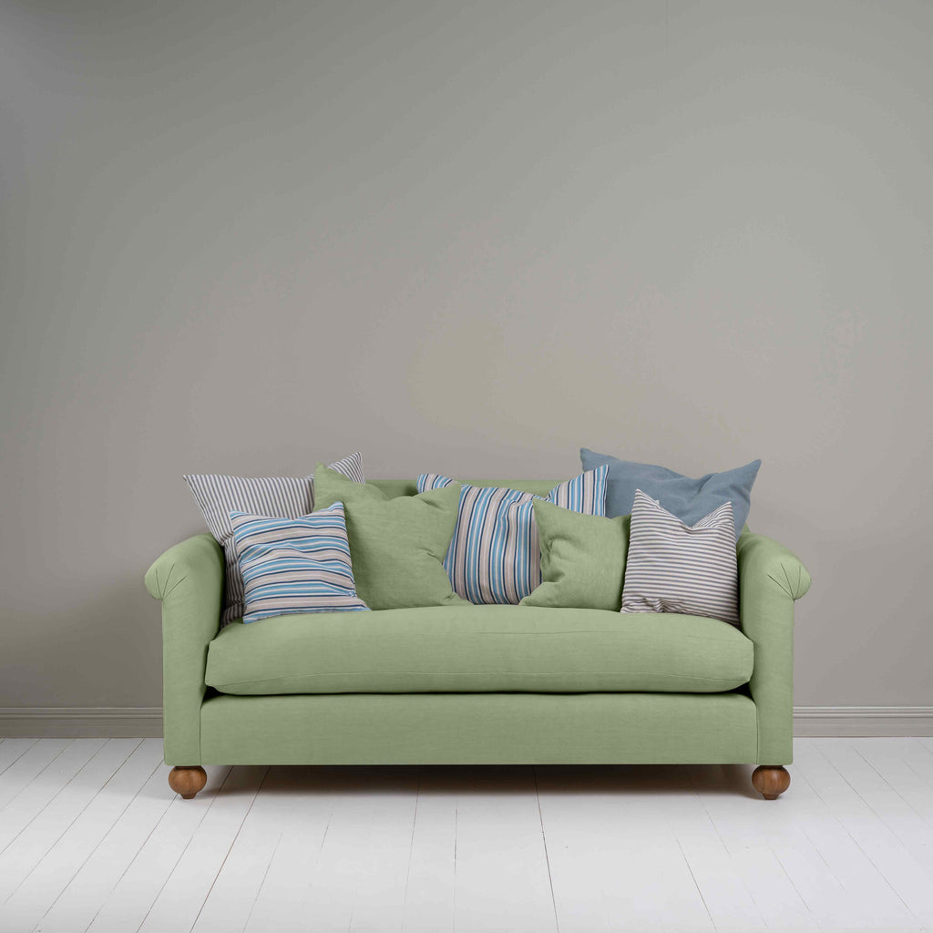 Dolittle 3 Seater Sofa in Laidback Linen Moss, With 2 Matching and 5 Other Fabric NiX Cushions - Nicola Harding