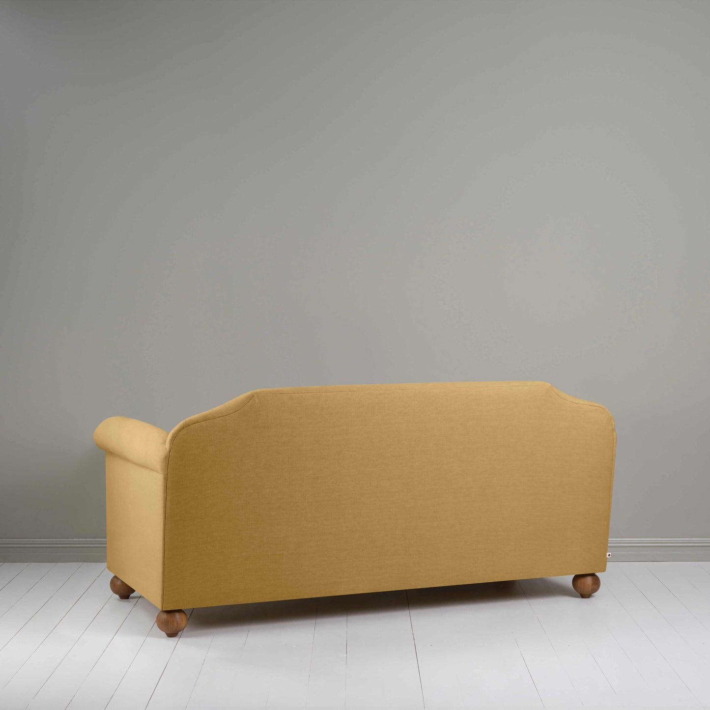 Dolittle 3 Seater Sofa in Laidback Linen Ochre, Back View - Nicola Harding