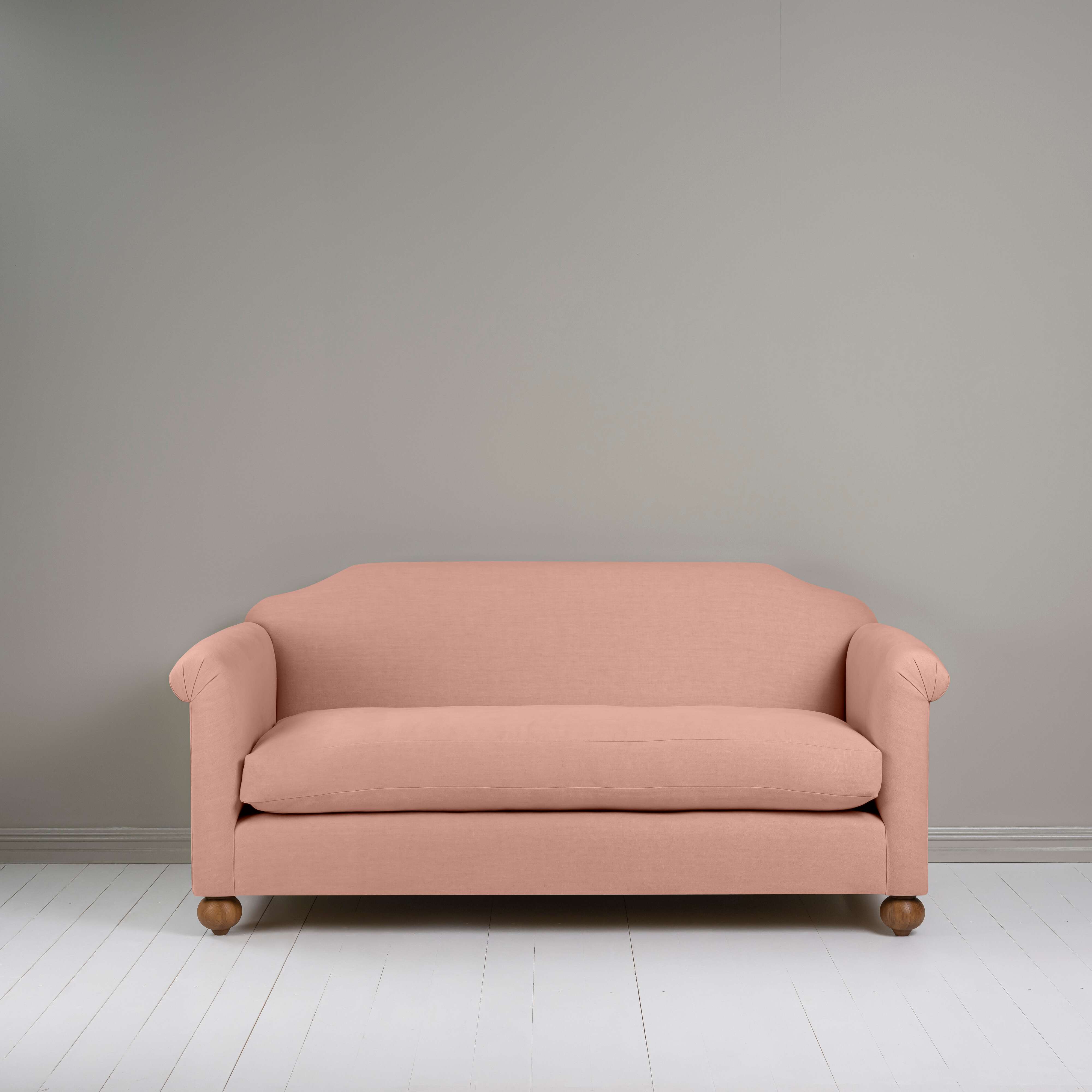 Dolittle 3 Seater Sofa in Laidback Linen Roseberry, Front View - Nicola Harding