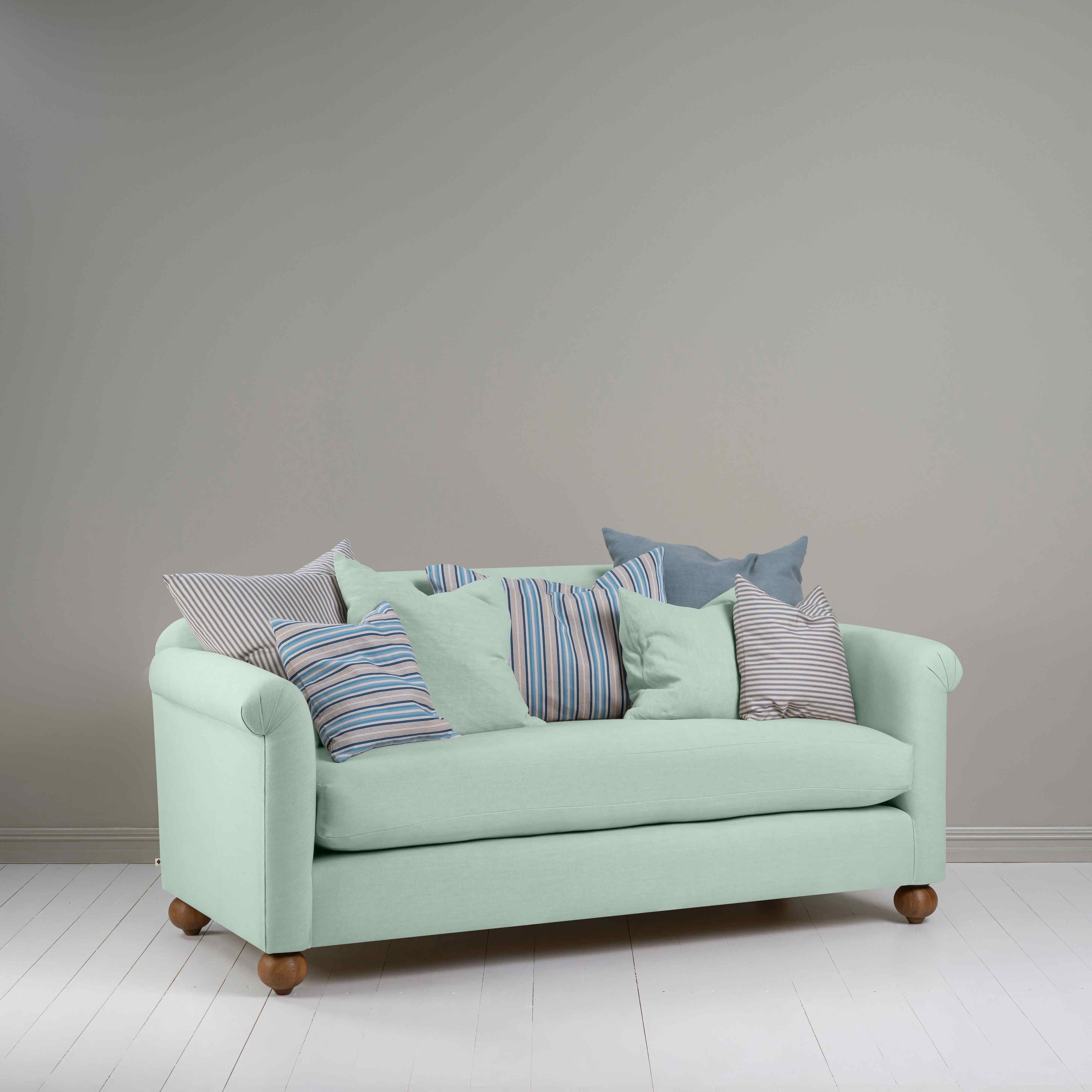 Dolittle 3 Seater Sofa in Laidback Linen Sky, With Multiple NiX Special Cushions - Nicola Harding