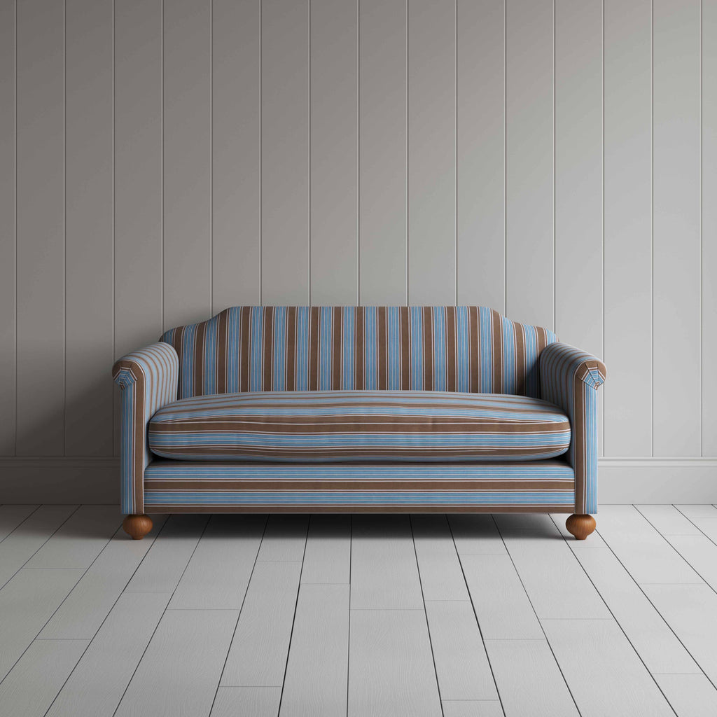 Dolittle 3 Seater Sofa in Regatta Cotton, Blue, Front View - Nicola Harding
