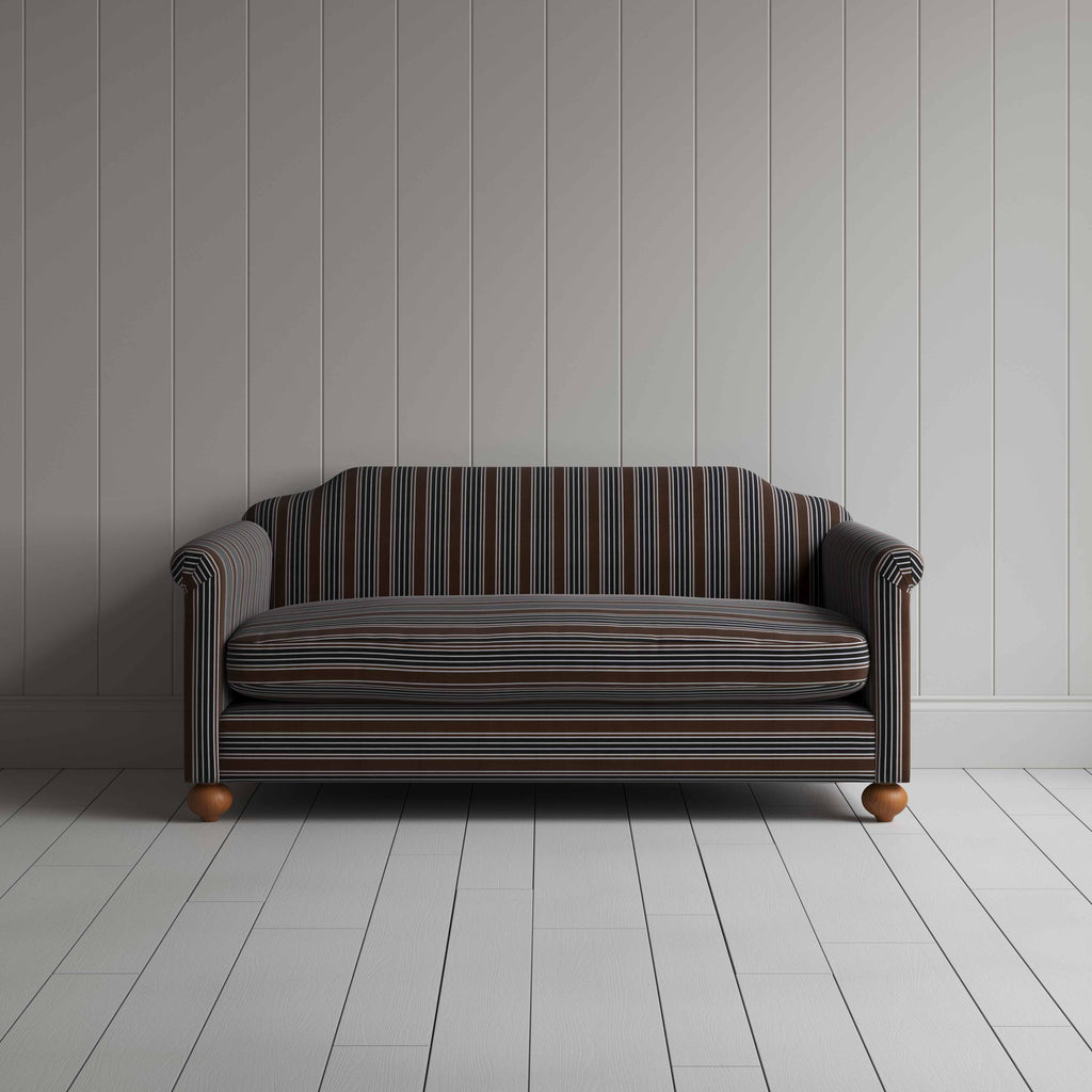 Dolittle 3 Seater Sofa in Regatta Cotton, Charcoal, Front View - Nicola Harding