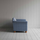 Dolittle 3 Seater Sofa in Well Plaid Cotton, Blue Brown, Side View - Nicola Harding