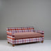 image of Idler 3 Seater Sofa in Checkmate Cotton Berry Frame and Intelligent Velvet Rose Seat