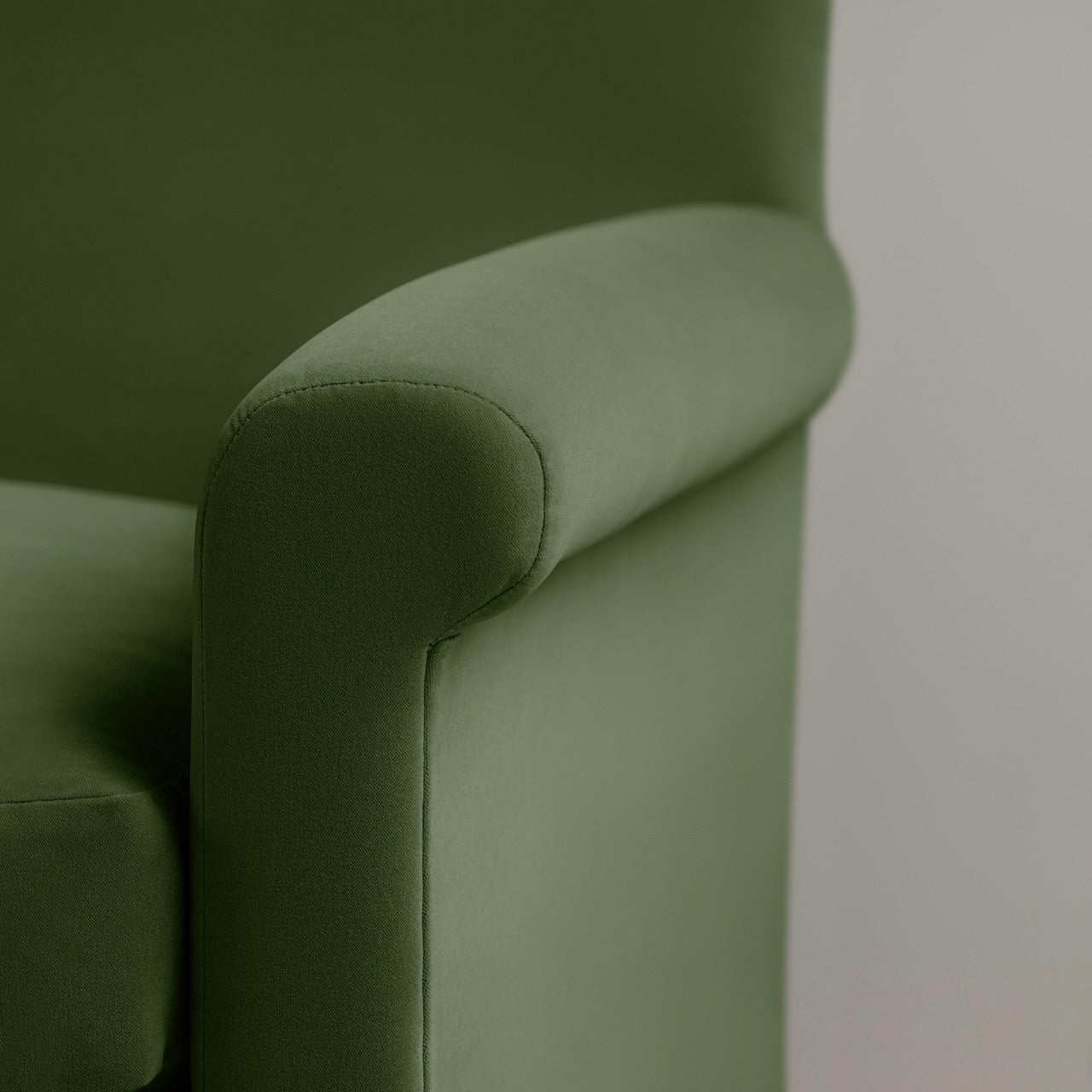 Arm Design Closeup of 3 Seater Sofa in Green(Juniper) Velvet - By NiX