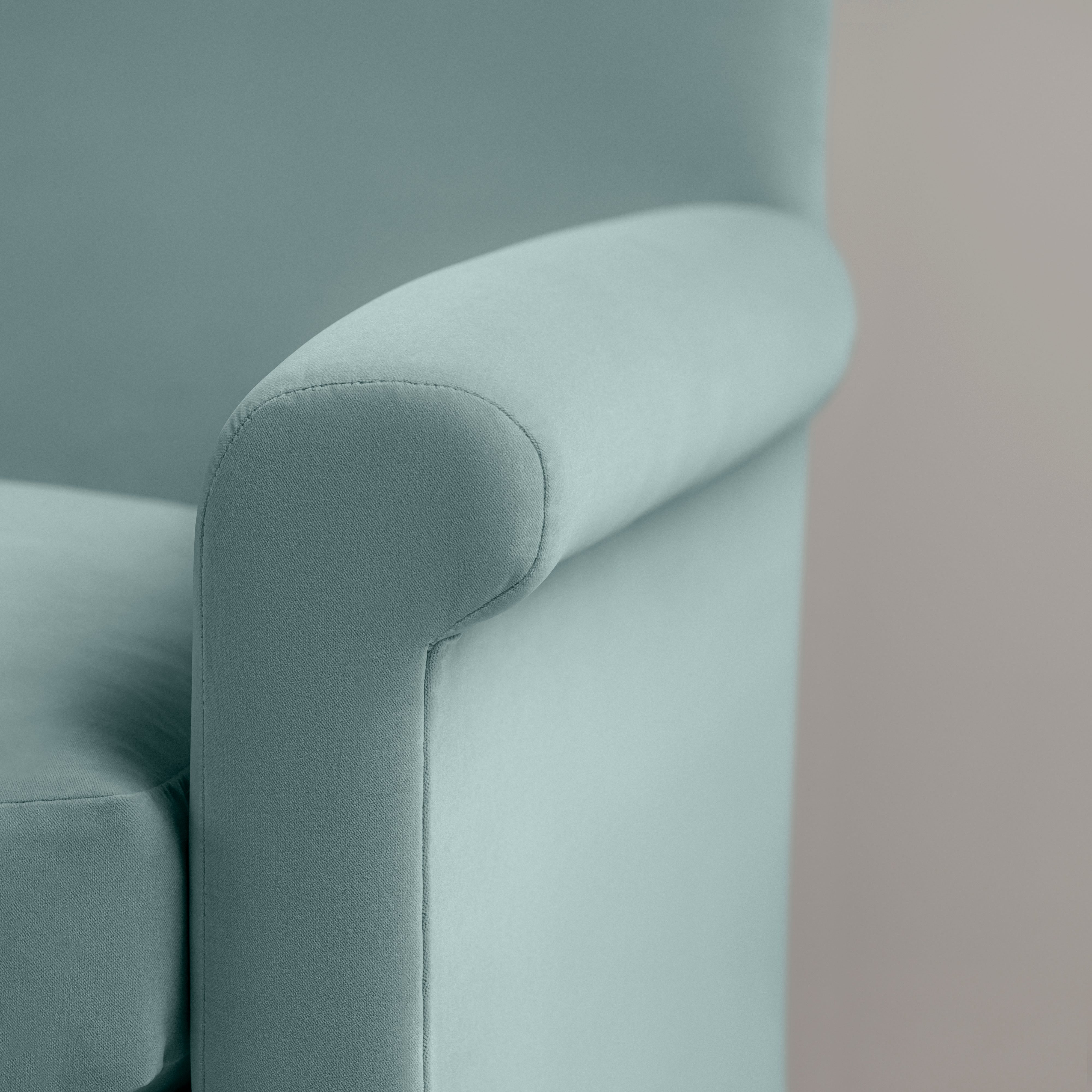 Arm Design Closeup of 3 Seater Sofa in Light Blue(Mineral) Velvet - By NiX
