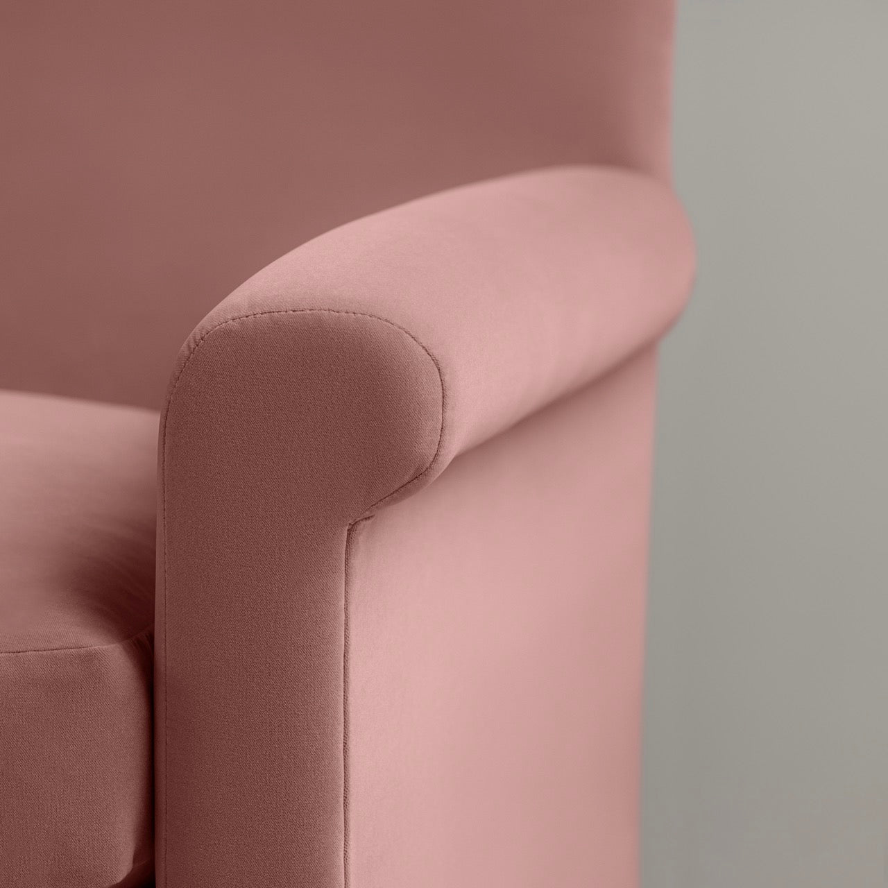 Arm Design Closeup of 3 Seater Sofa in Pink(Rose) Velvet
