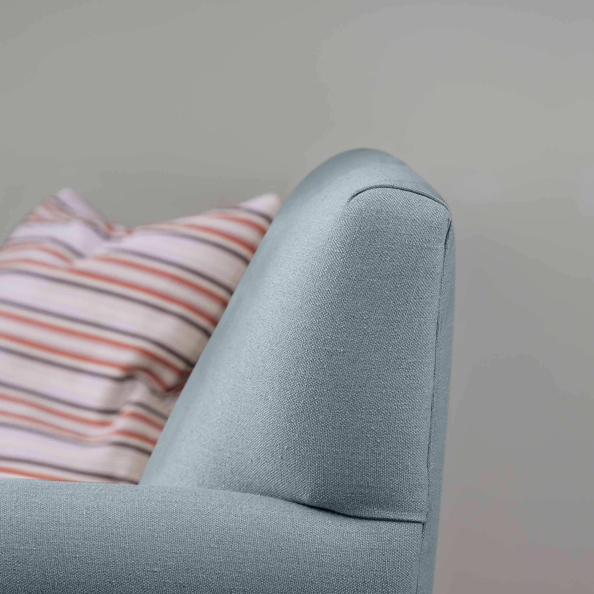Elegant Backrest Design of the Idler 4-Seater Sofa in Laidback Linen Cerulean - Nicola Harding & Co.