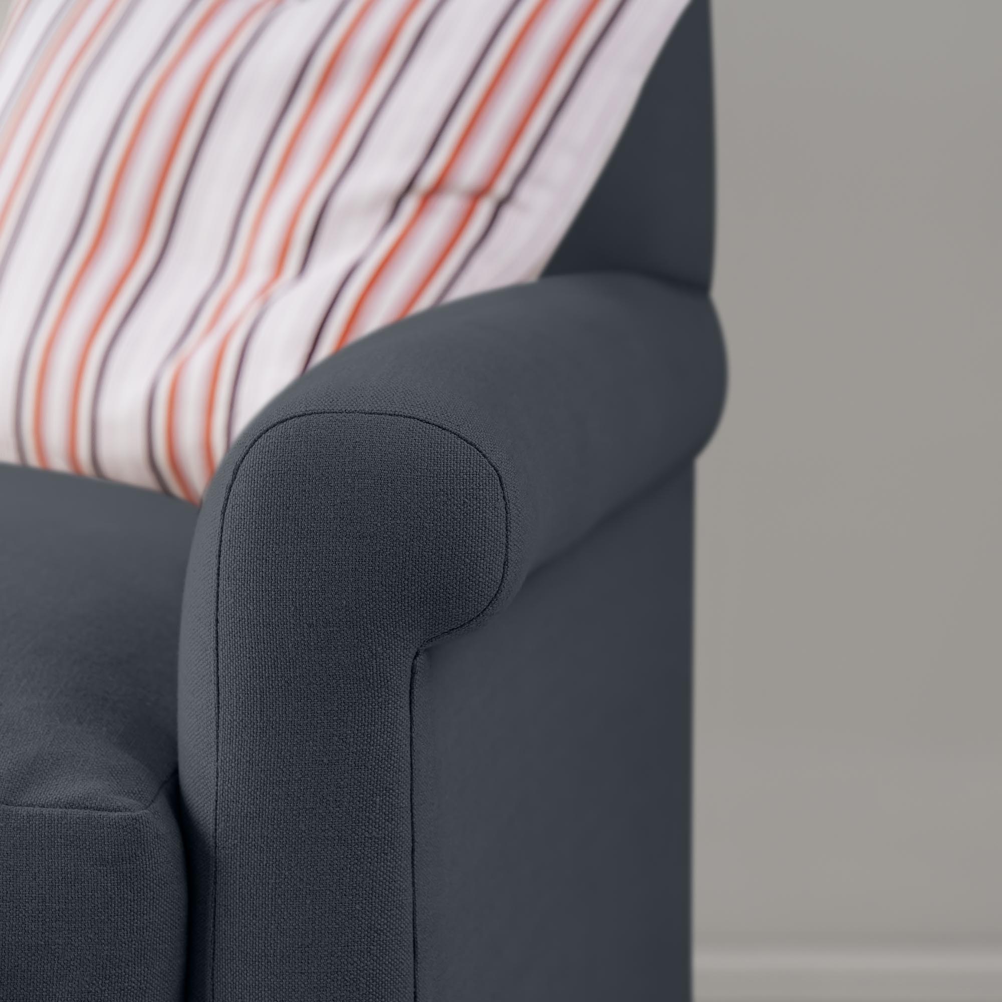 Arm Design Closeup 4 seater sofa in Laidback Linen Midnight - Nicola Harding & Co.
